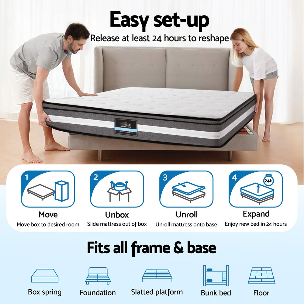 Giselle Bedding 30cm Mattress Gel Foam Pocket Spring Single