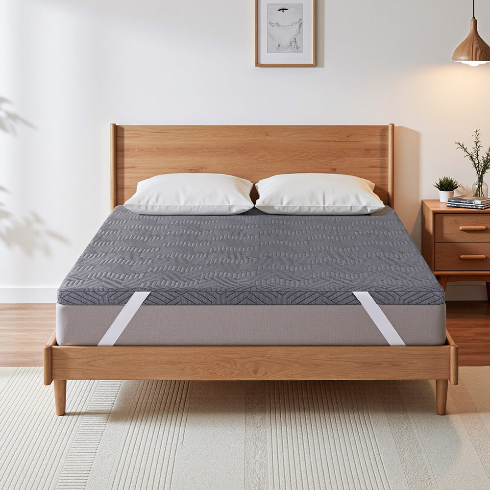 Giselle 8cm Memory Foam Mattress Topper Gel Dual Layer Foam Bamboo Queen