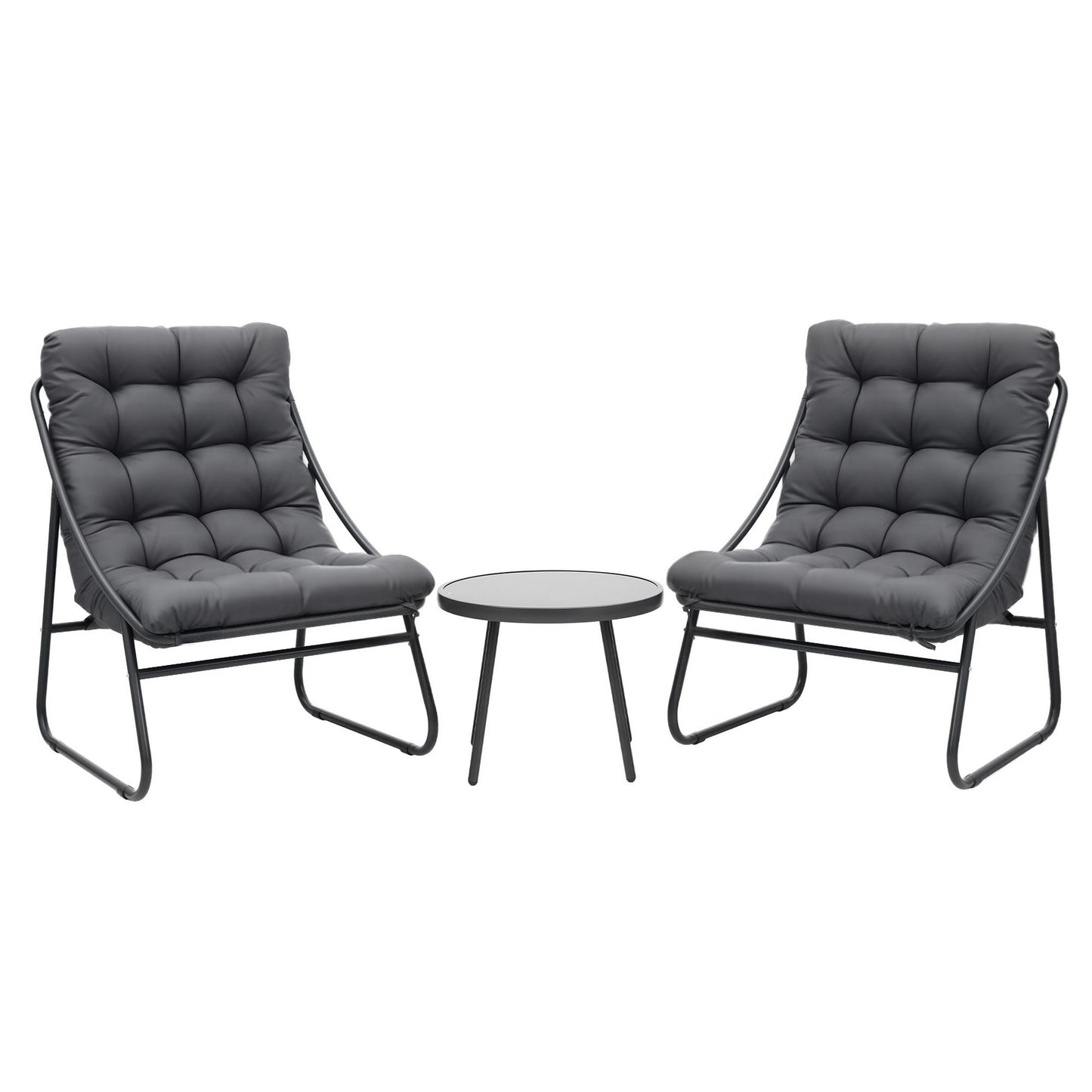 Gardeon 3PC Outdoor Bistro Set Patio Furniture Table and Chairs Steel Dining Chair
