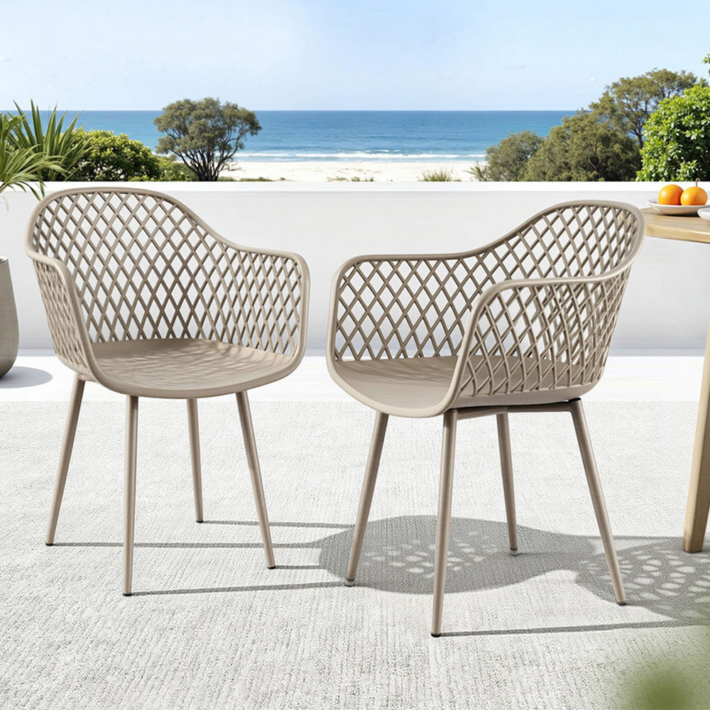 Gardeon 4PC Outdoor Dining Chairs PP Lounge Chair Patio Furniture Garden Coffee