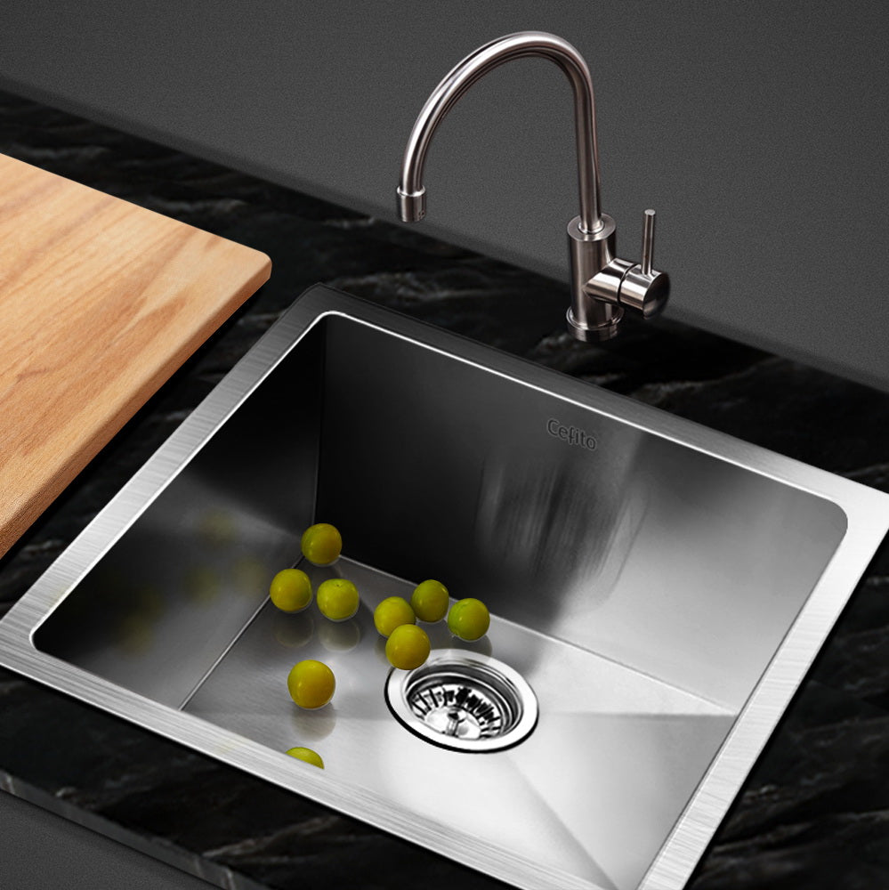 Cefito Kitchen Sink 44X44CM Stainless Steel Basin Single Bowl Silver