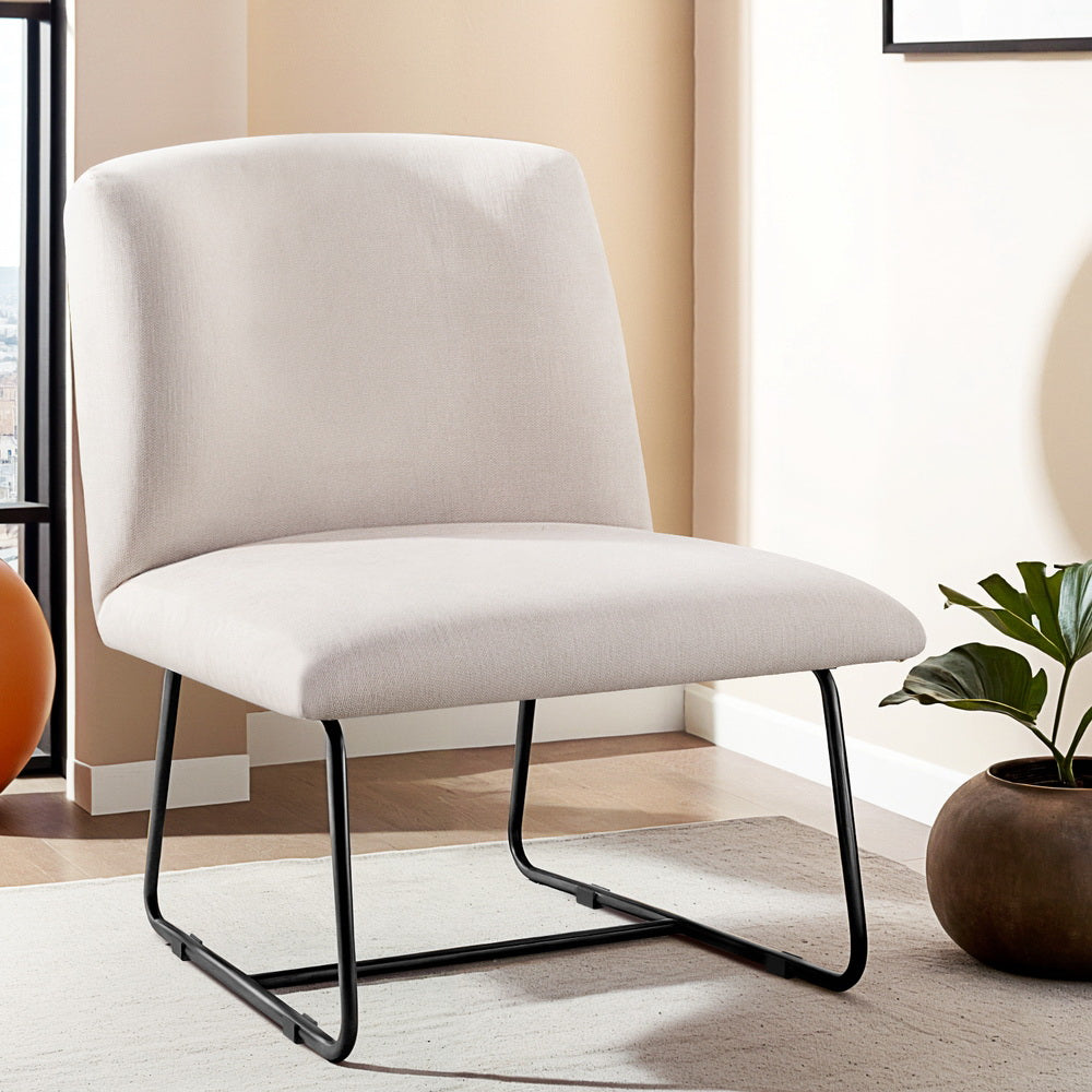 Artiss Accent Chair Armchair Cross Leg Beige