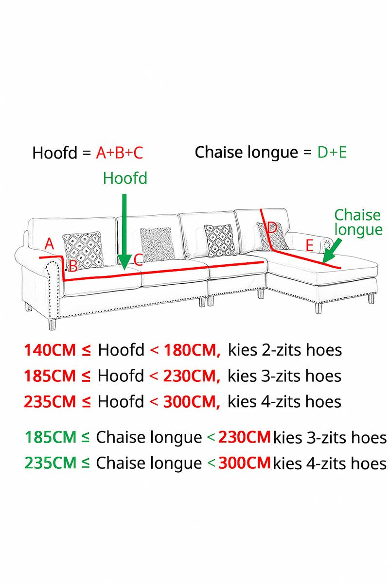Waterproof sofa cover - Grass green jacquard leaf pattern - For 4-person sofa (235-300 cm)
