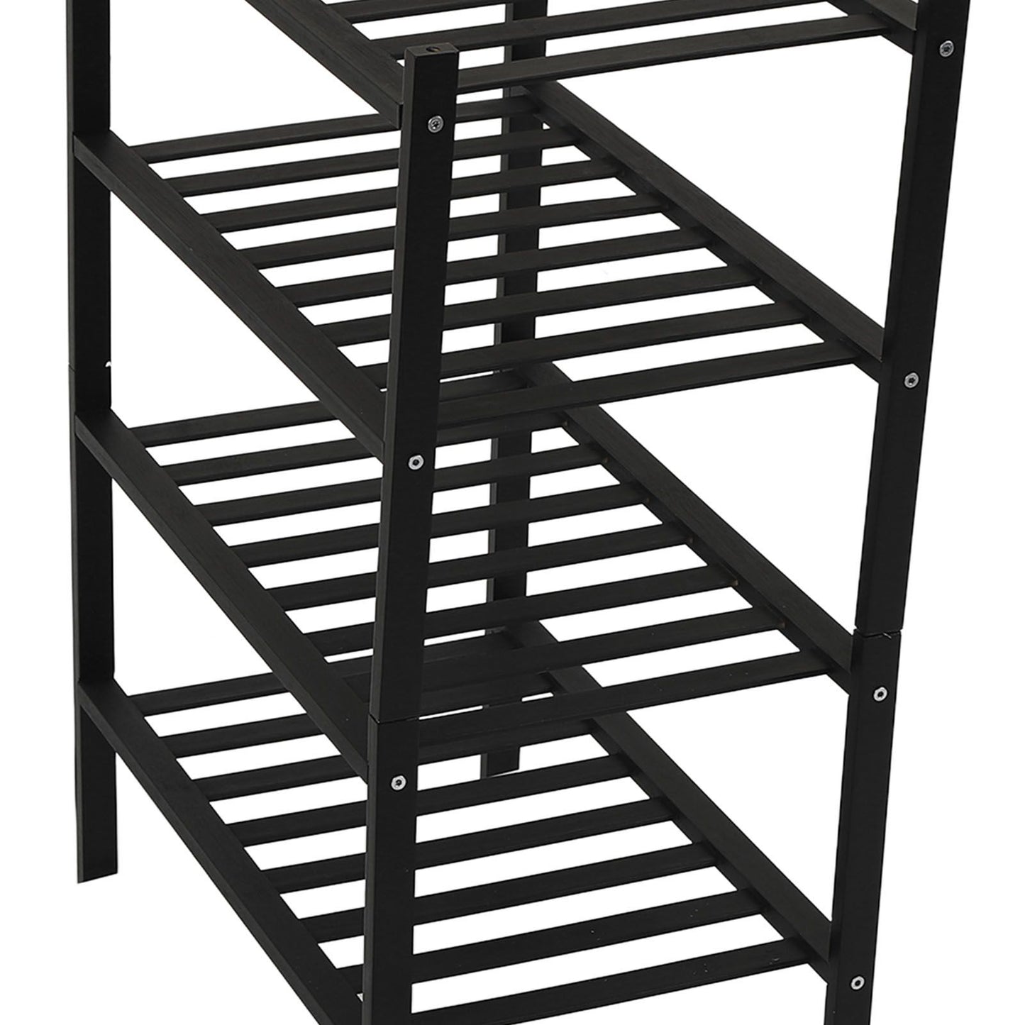Bamboo Shoe Rack Stackable Shoe Shelf Storage Organizer for Closet Entryway Hallway Bathroom Living Room Black 4 Layer