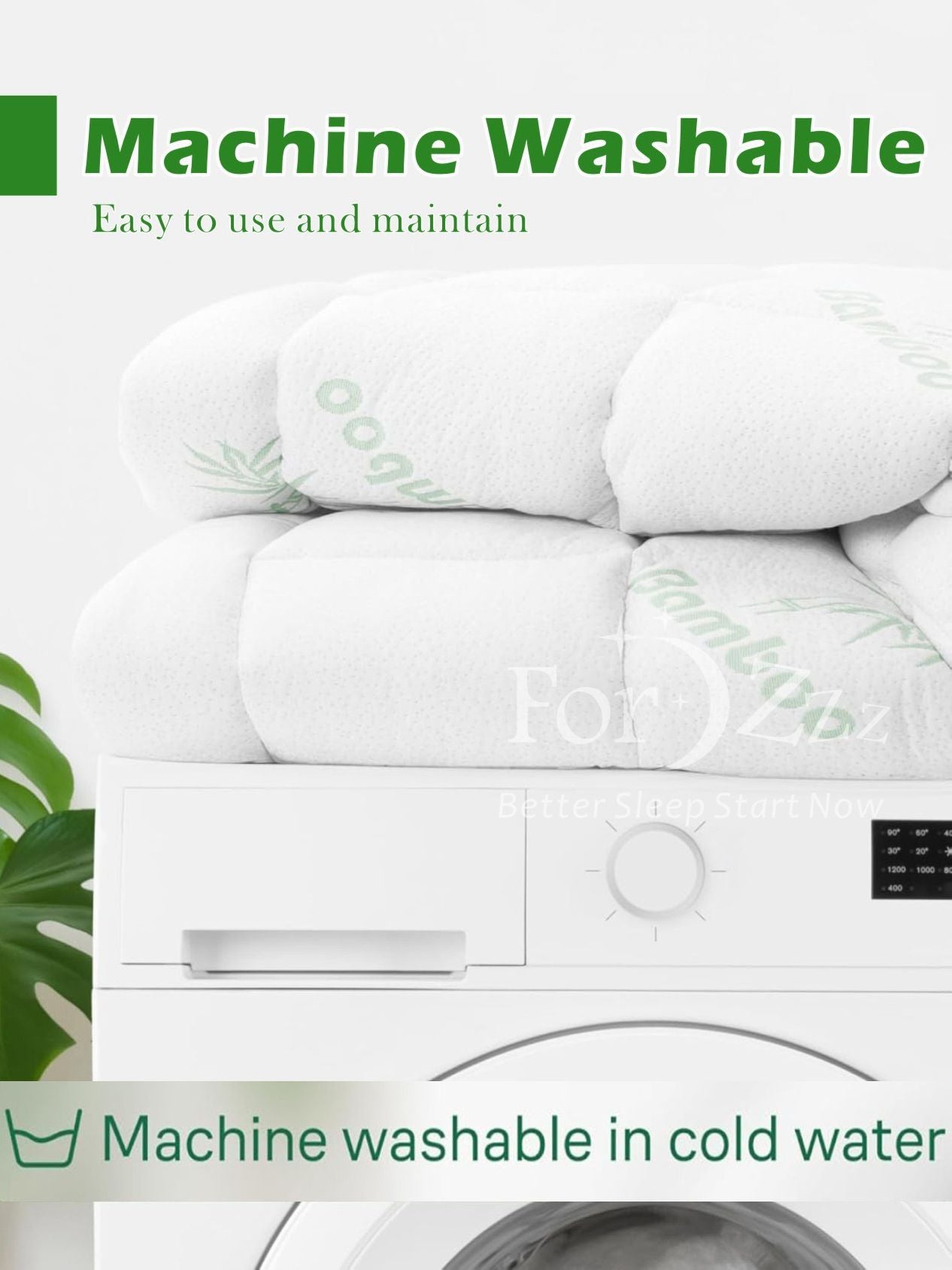 800GSM Mattress Topper Viscose Derived from Bamboo, Thick Pillowtop Fitted Mattress Cover with 45cm Deep Skirt - Machine Washable Hypoallergenic(Single,Green)