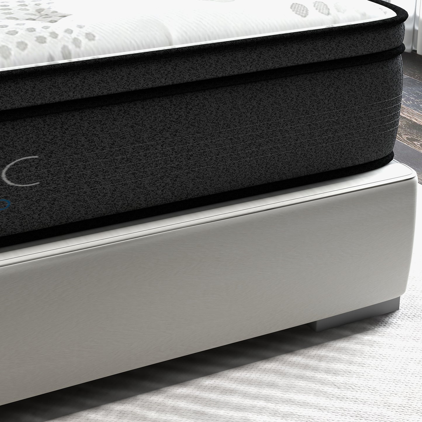 Luxopedic Pocket Spring Mattress 5 Zone 32CM Euro Top Memory Foam Medium Firm - Double - White Grey