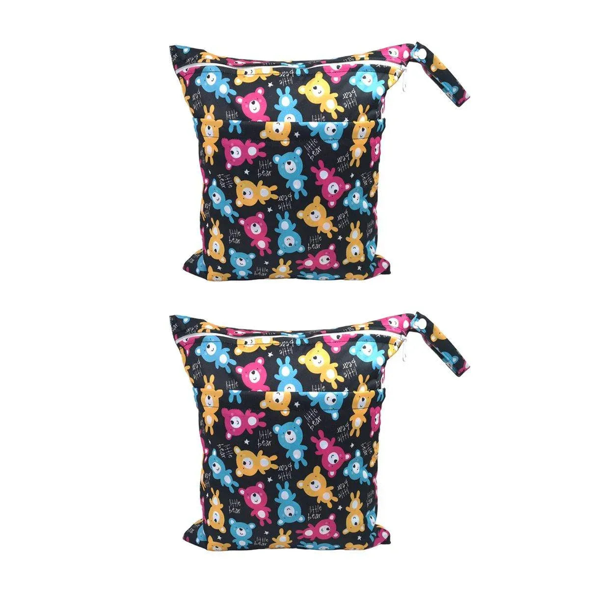 2PCS Cartoon Printed Diaper Bag Double Zipper Washable Storage Organizer - Fox Cone
