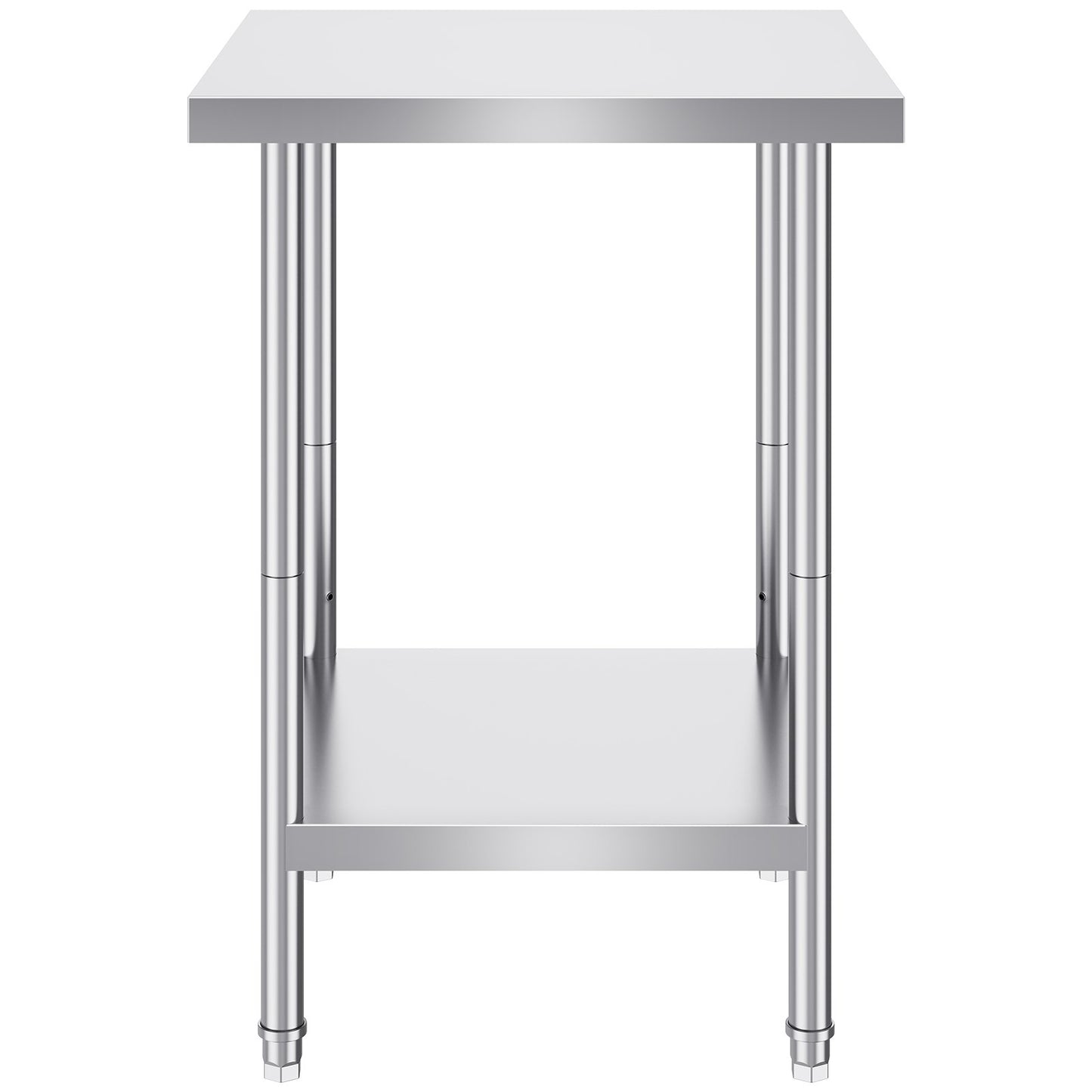 Stainless Steel Prep Table, 24 x 24 x 34 Inch, Heavy Duty Metal Worktable with 3 Adjustable Height Levels, Commercial Workstation for Kitchen Garage Restaurant Backyard