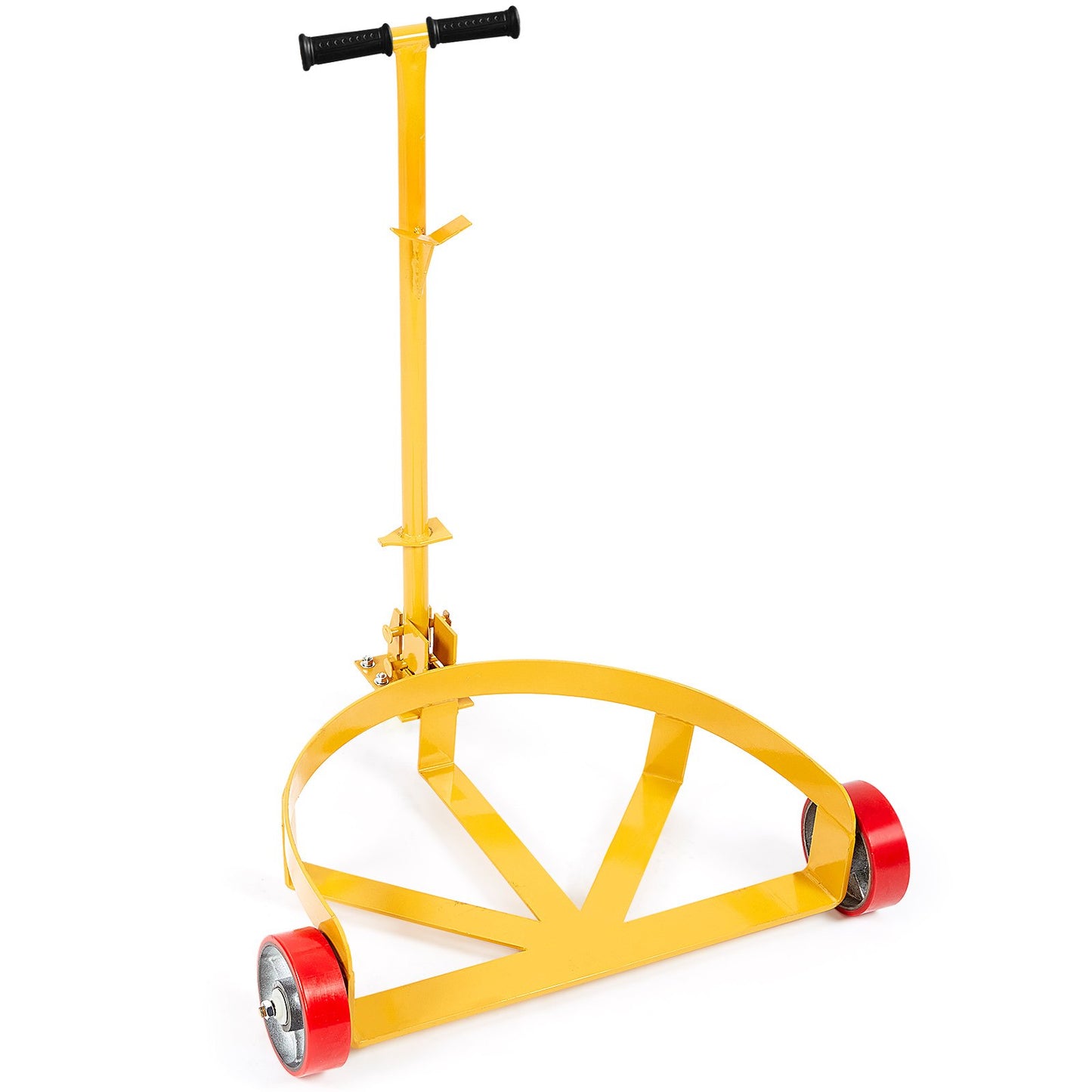 250L Drum Dolly, 544 kg Load Capacity, Barrel Dolly Cart Drum Caddy Round Dolly Steel Low Profile, Heavy Duty Steel Frame with Adjustable Handle 3 Wheels, for Workshop Factory Warehouse
