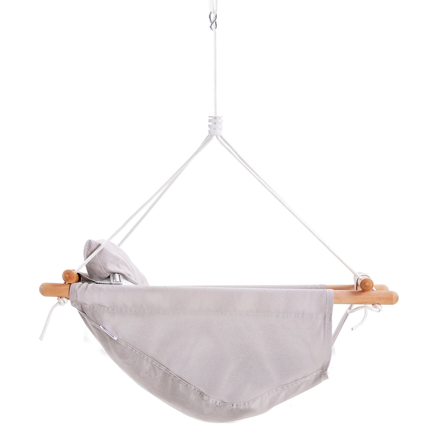 Canvas Hammock Swing, 3 Modes Baby Swing Indoor and Outdoor with 5-Point Harness, and Tree Straps, 150lbs Weight Capacity, Integrated Cushion, Wooden Hanging Swing Seat for Baby to Toddler