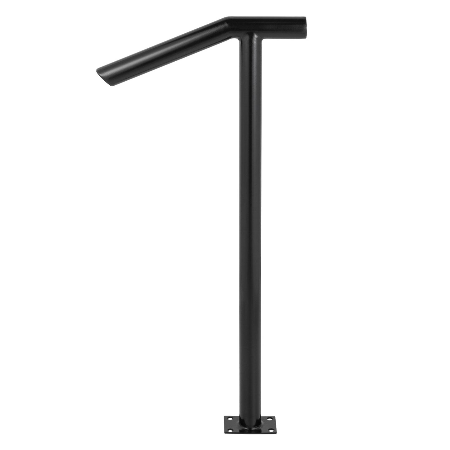 Single Post 1-2, Black Steel Railing 441LBS Capacity Baking Varnish Iron Stairs Stylish Handrails for Outdoor Steps with Expansion Bolts & Drill Bit