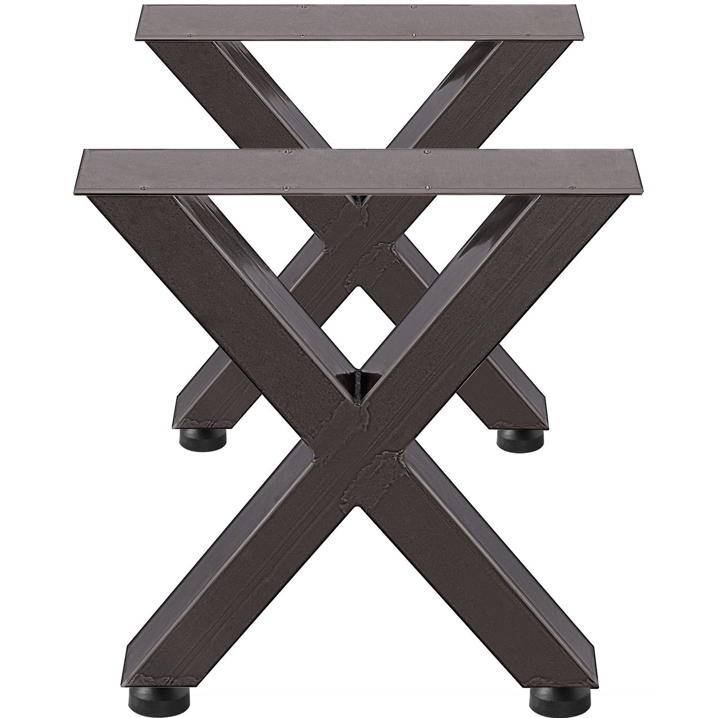 Set of 2 Steel Table Legs, 28'Height 24'Wide Dining Table Legs, Heavy Duty 3.1" Square Box Section X Frame Table Legs, 28x24x3.1 Inch Original Color Industrial Country Style Metal Dining Legs