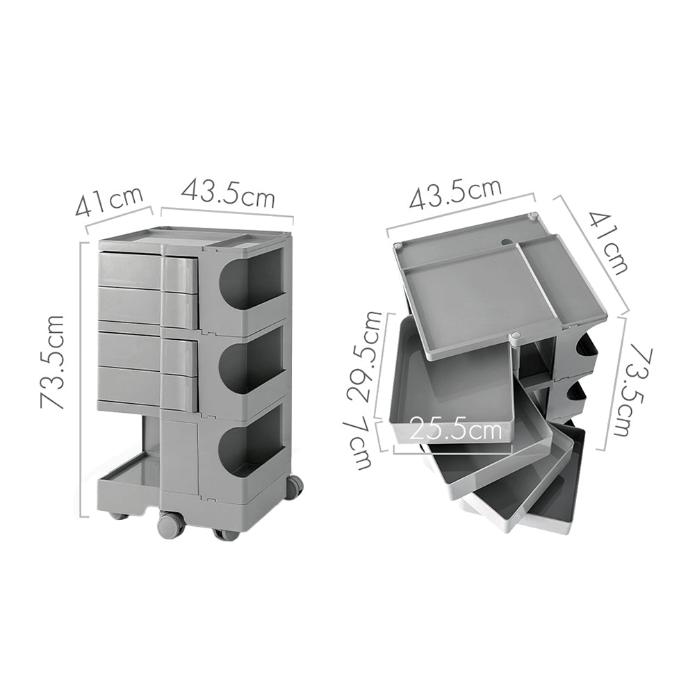 Artiss Storage Trolley Bedside Table 5 Tier Cart Boby Replica Grey