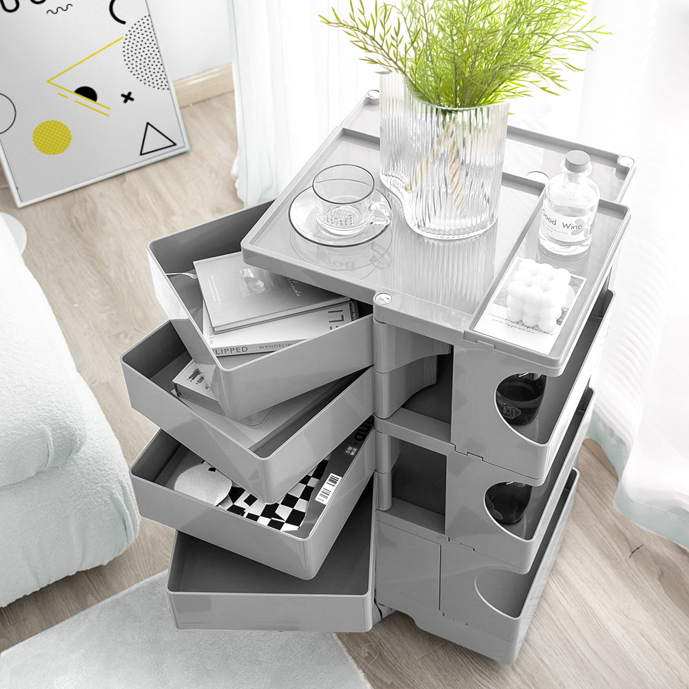 Artiss Storage Trolley Bedside Table 5 Tier Cart Boby Replica Grey