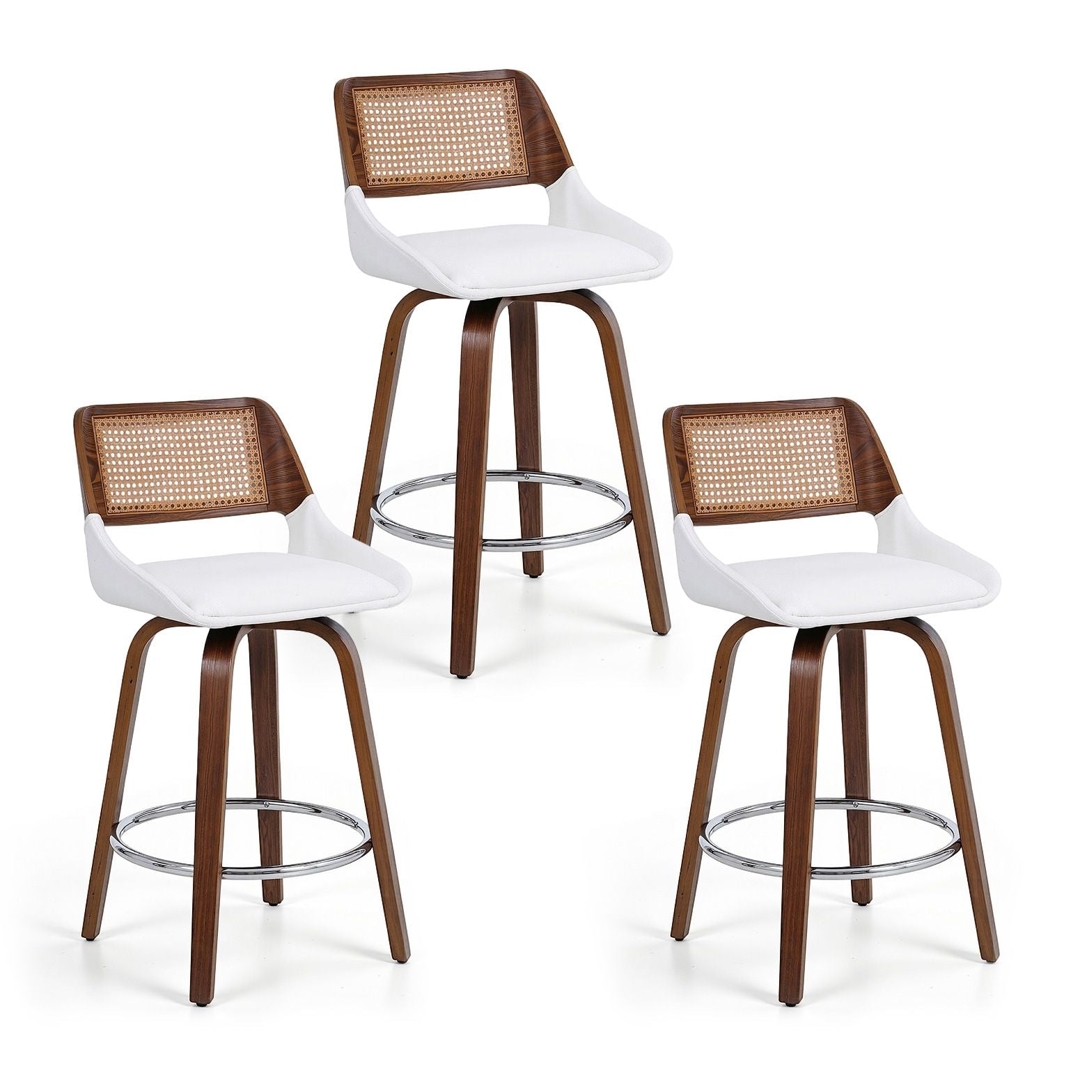 Artiss Wooden Bar Stools Set of 3 Swivel Kitchen Counter Stool Chair 60cm Seat Height