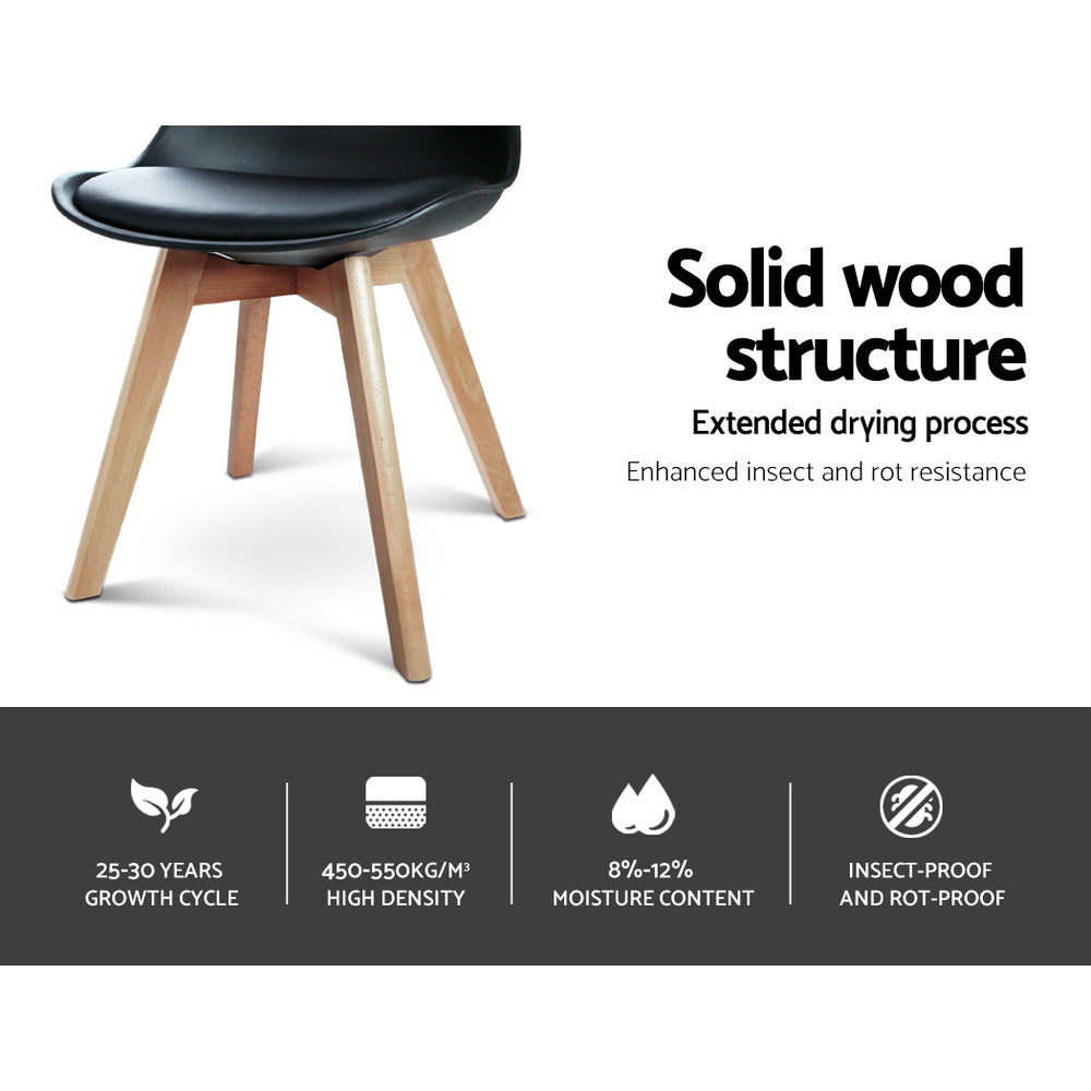 Artiss Dining Chairs Set of 4 Leather Plastic DSW Replica Wooden Black