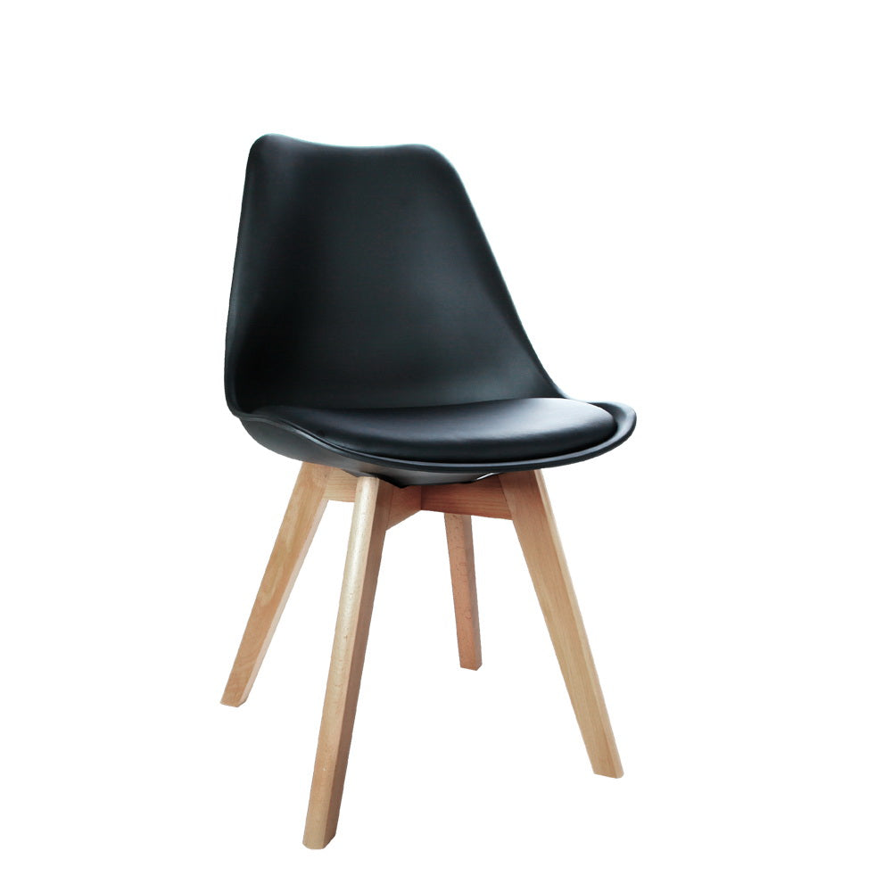 Artiss Dining Chairs Set of 4 Leather Plastic DSW Replica Wooden Black