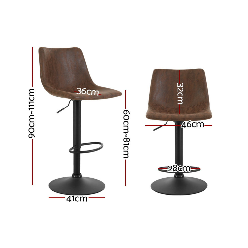Artiss 2x Bar Stools Vintage Swivel Gas Lift Brown
