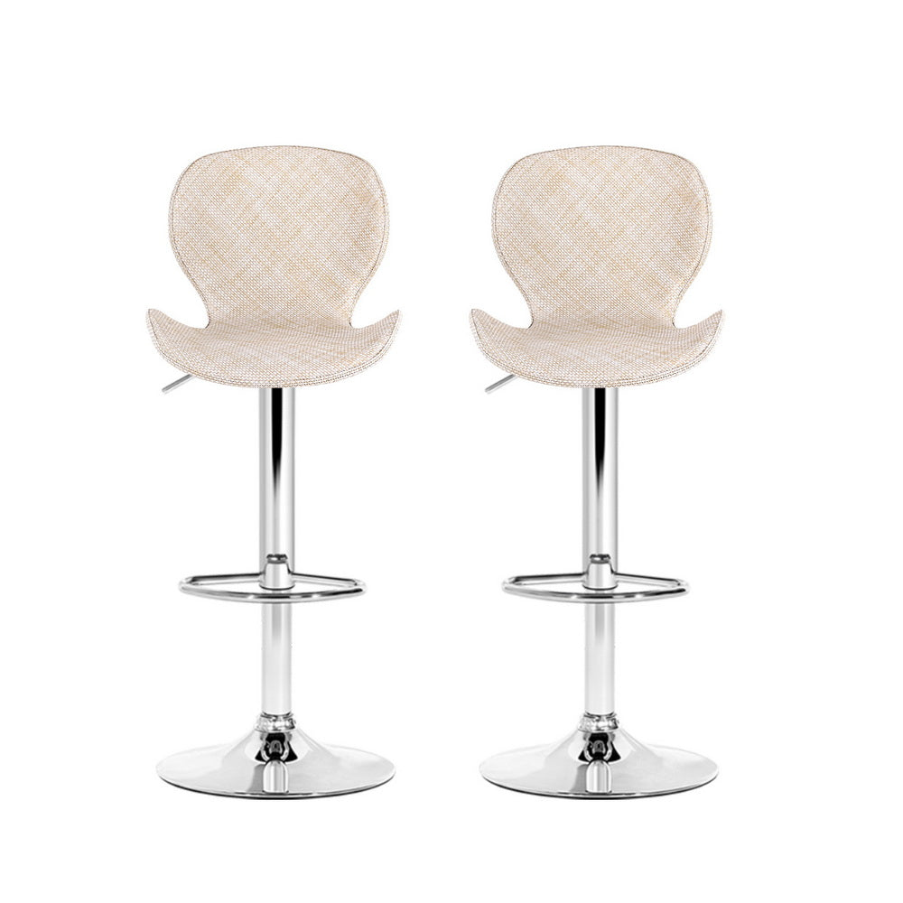 Artiss 2x Bar Stools Kitchen Swivel Gas Lift Counter Chair Wing PE Rattan Beige