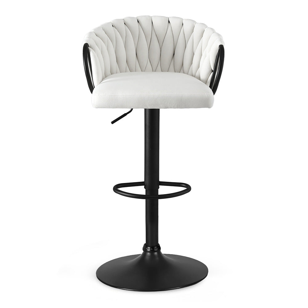 Artiss 1x Bar Stool Single Kitchen Dining Chair Counter Stool Woven Velvet Ivory
