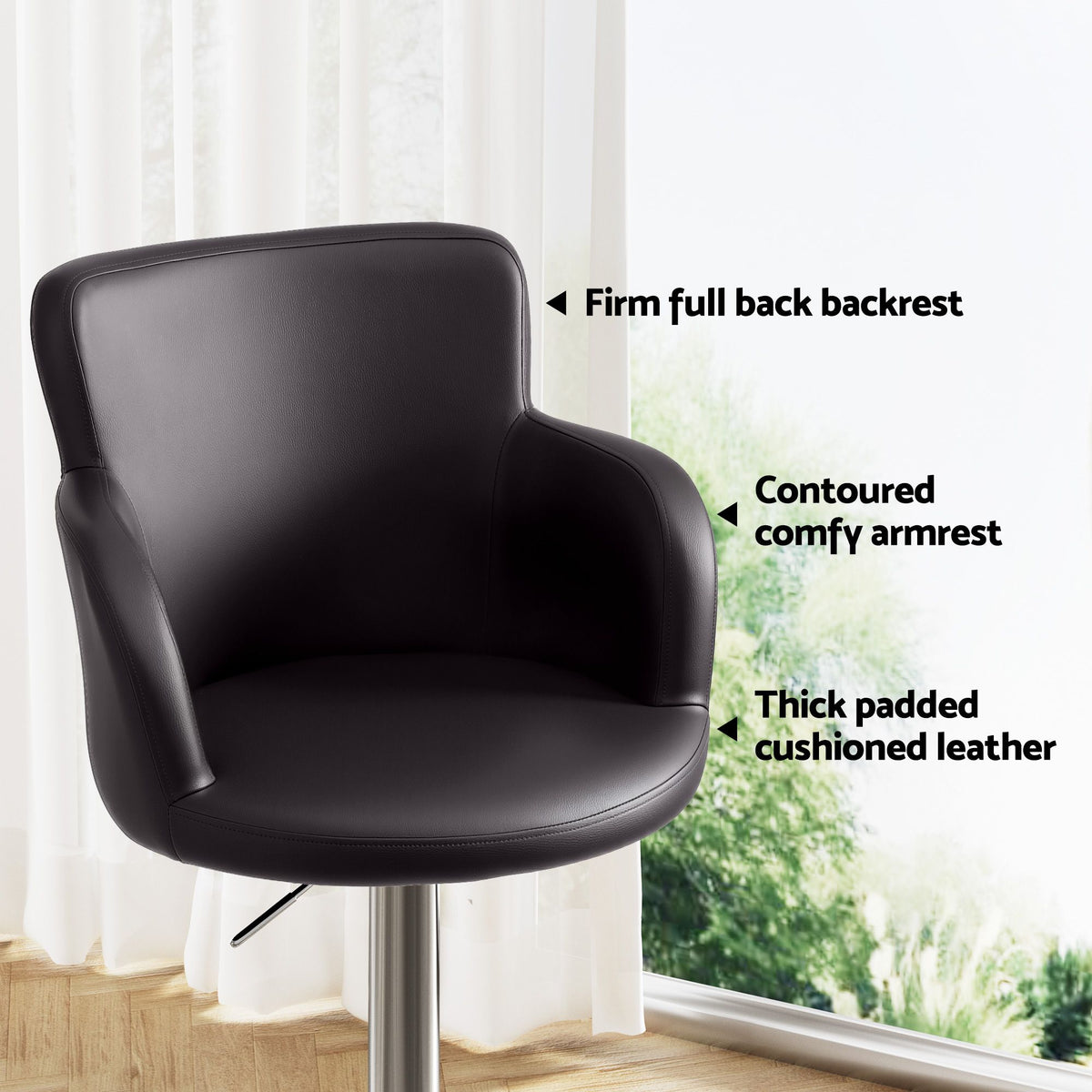 Artiss 4x Bar Stools Swivel Kitchen Chairs Gas Lift, Brown
