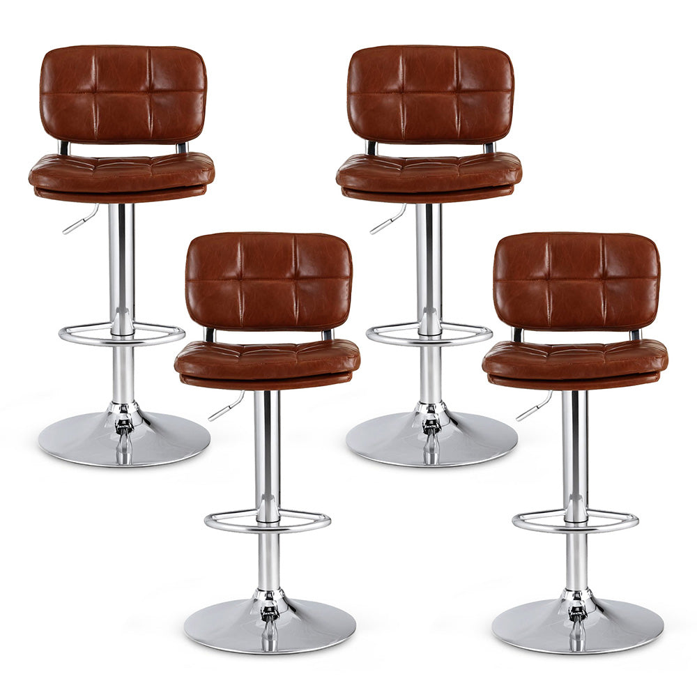 Artiss 4x Bar Stools Kitchen Swivel Gas Lift Counter Chair, Brown