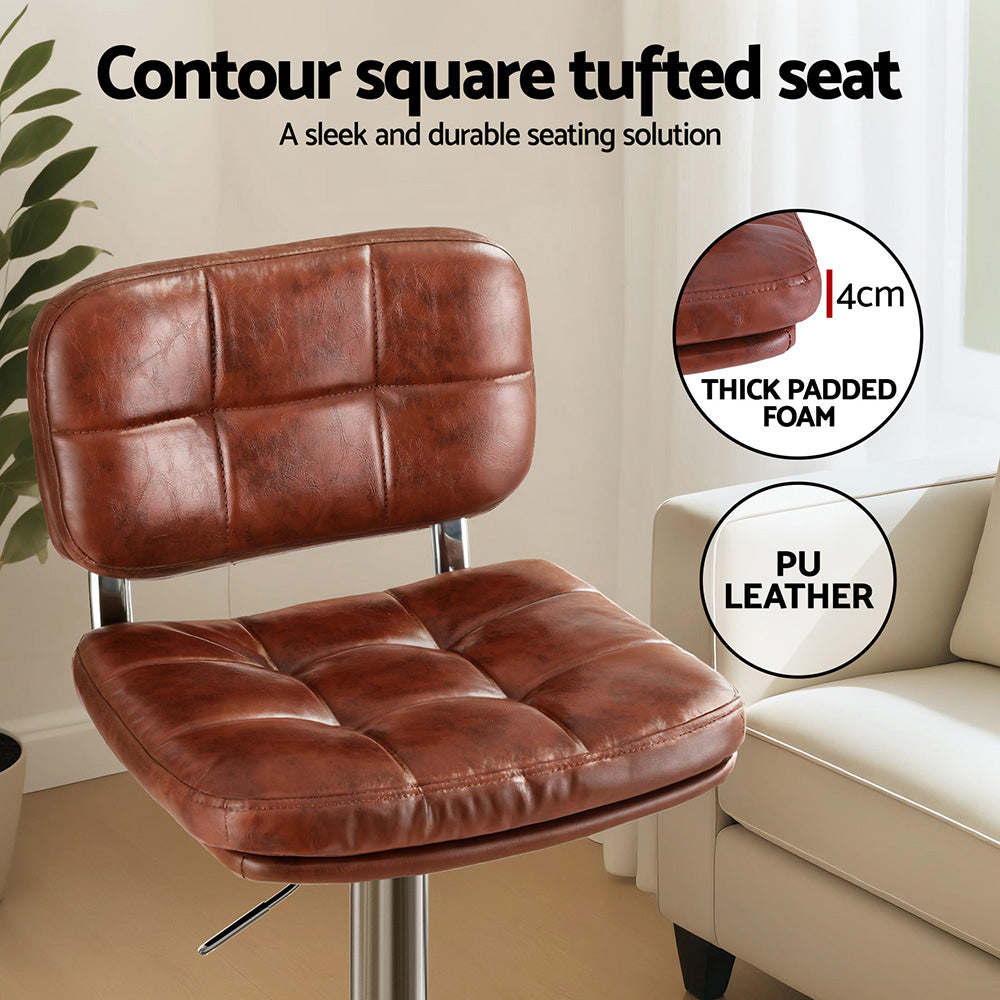 Artiss 4x Bar Stools Kitchen Swivel Gas Lift Counter Chair, Brown