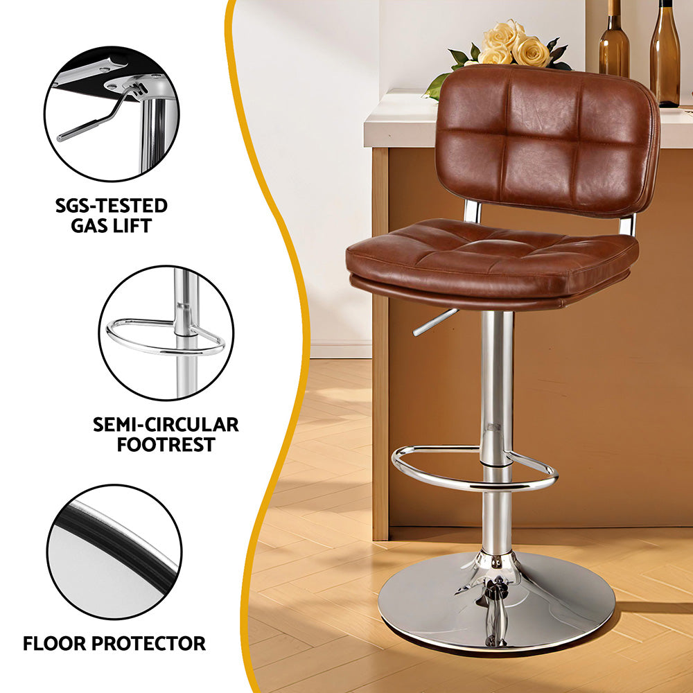 Artiss 4x Bar Stools Kitchen Swivel Gas Lift Counter Chair, Brown