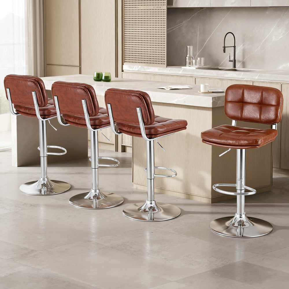Artiss 4x Bar Stools Kitchen Swivel Gas Lift Counter Chair, Brown