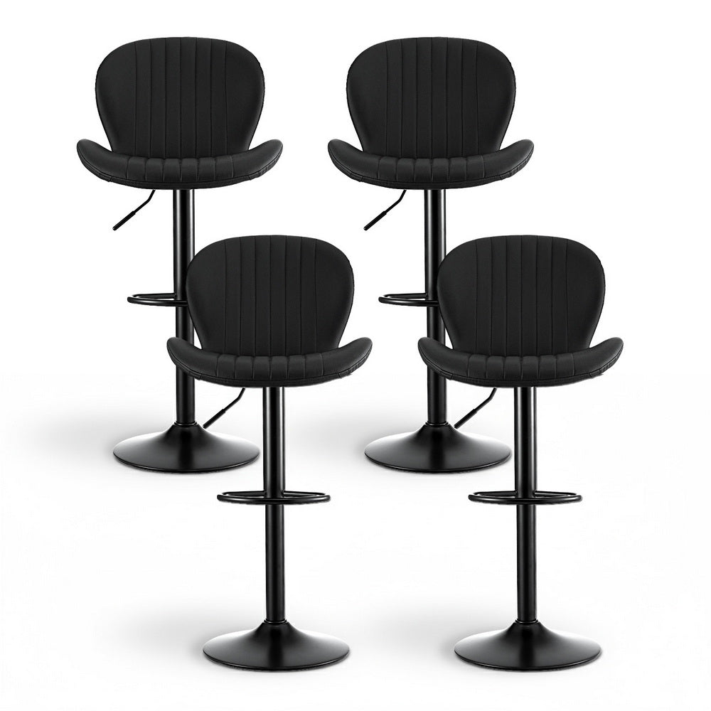 Artiss 4x Bar Stools Kitchen Swivel Gas Lift Counter Chair, Black