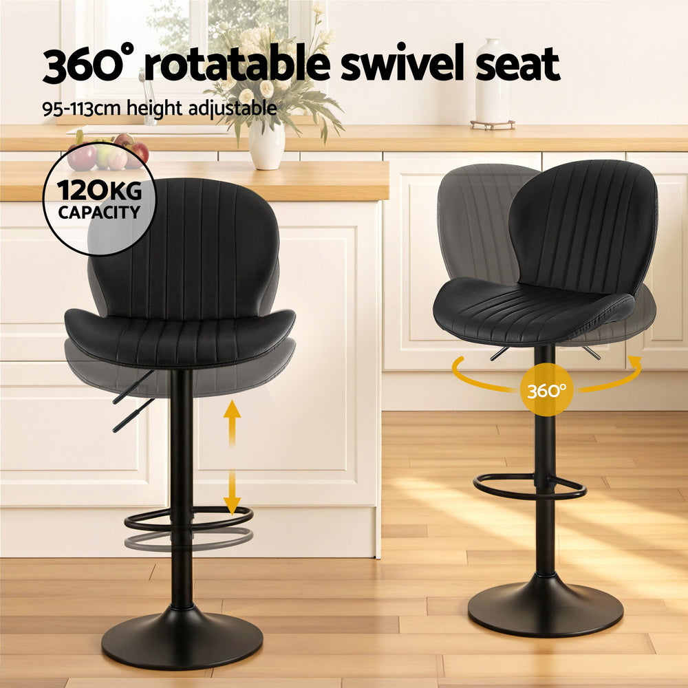 Artiss 4x Bar Stools Kitchen Swivel Gas Lift Counter Chair, Black