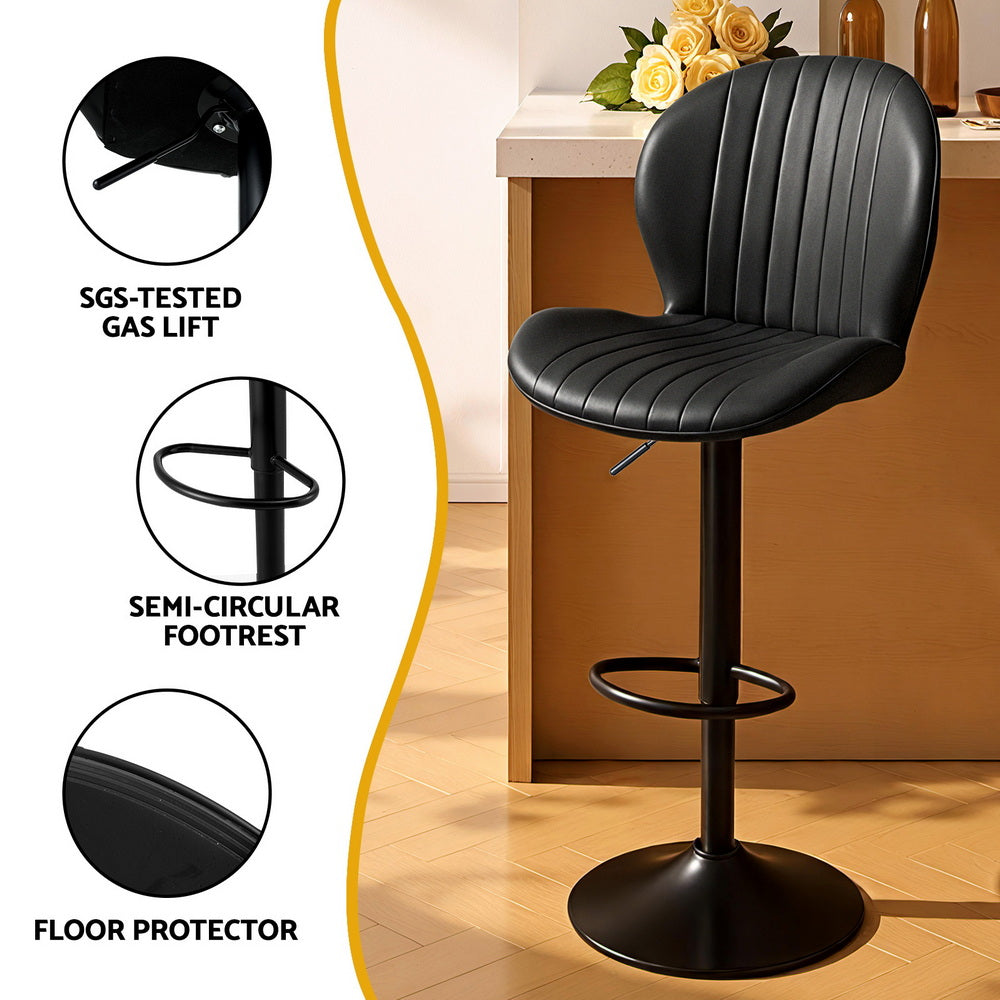 Artiss 4x Bar Stools Kitchen Swivel Gas Lift Counter Chair, Black