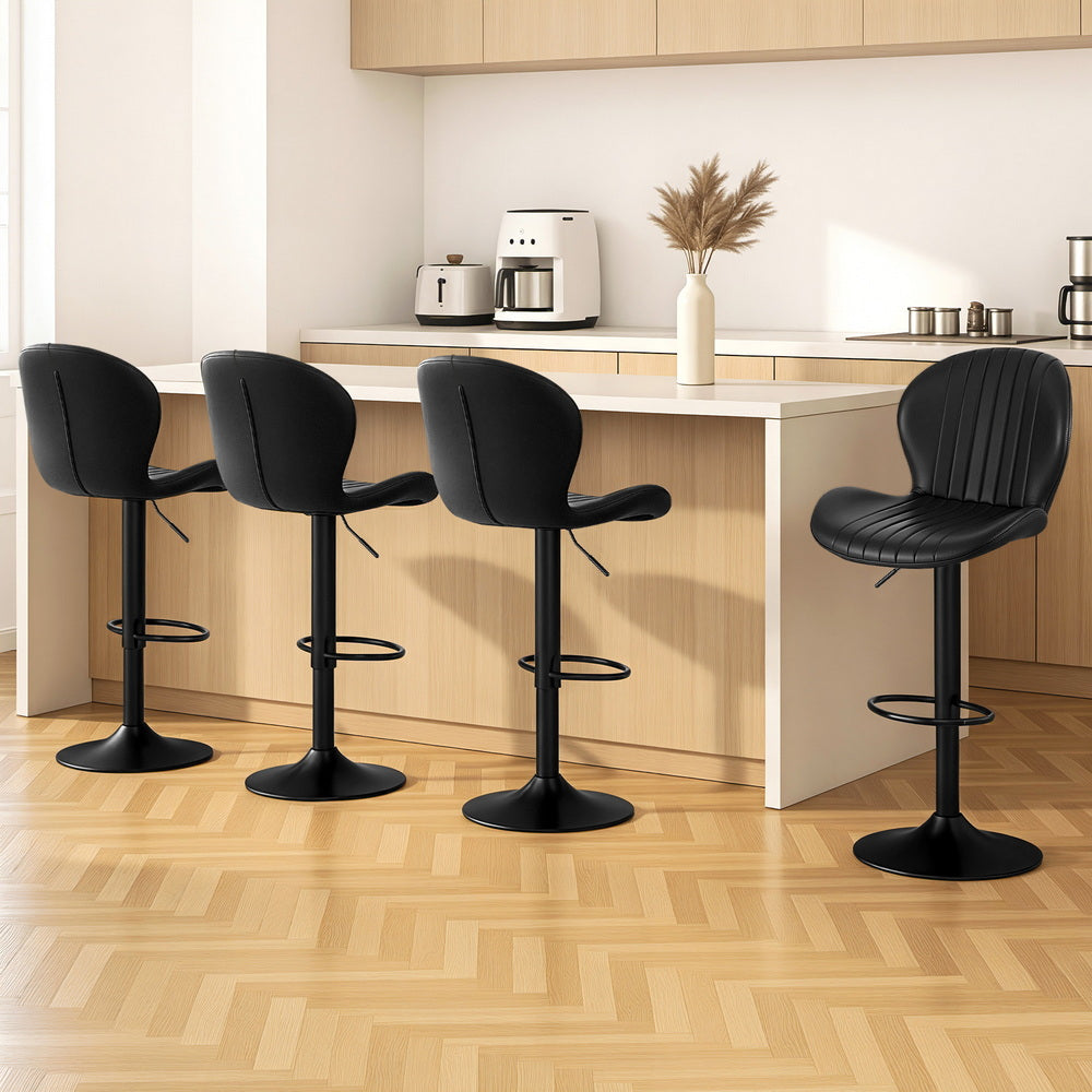 Artiss 4x Bar Stools Kitchen Swivel Gas Lift Counter Chair, Black