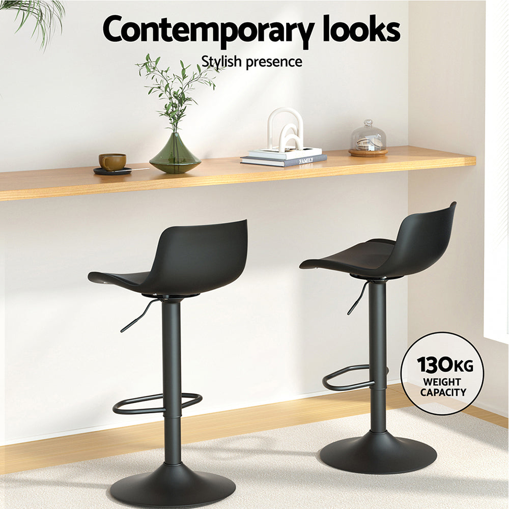 Artiss 2x Bar Stools Padded Seat Gas Lift Black