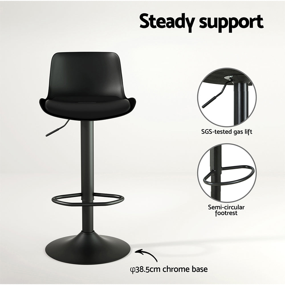 Artiss 2x Bar Stools Padded Seat Gas Lift Black
