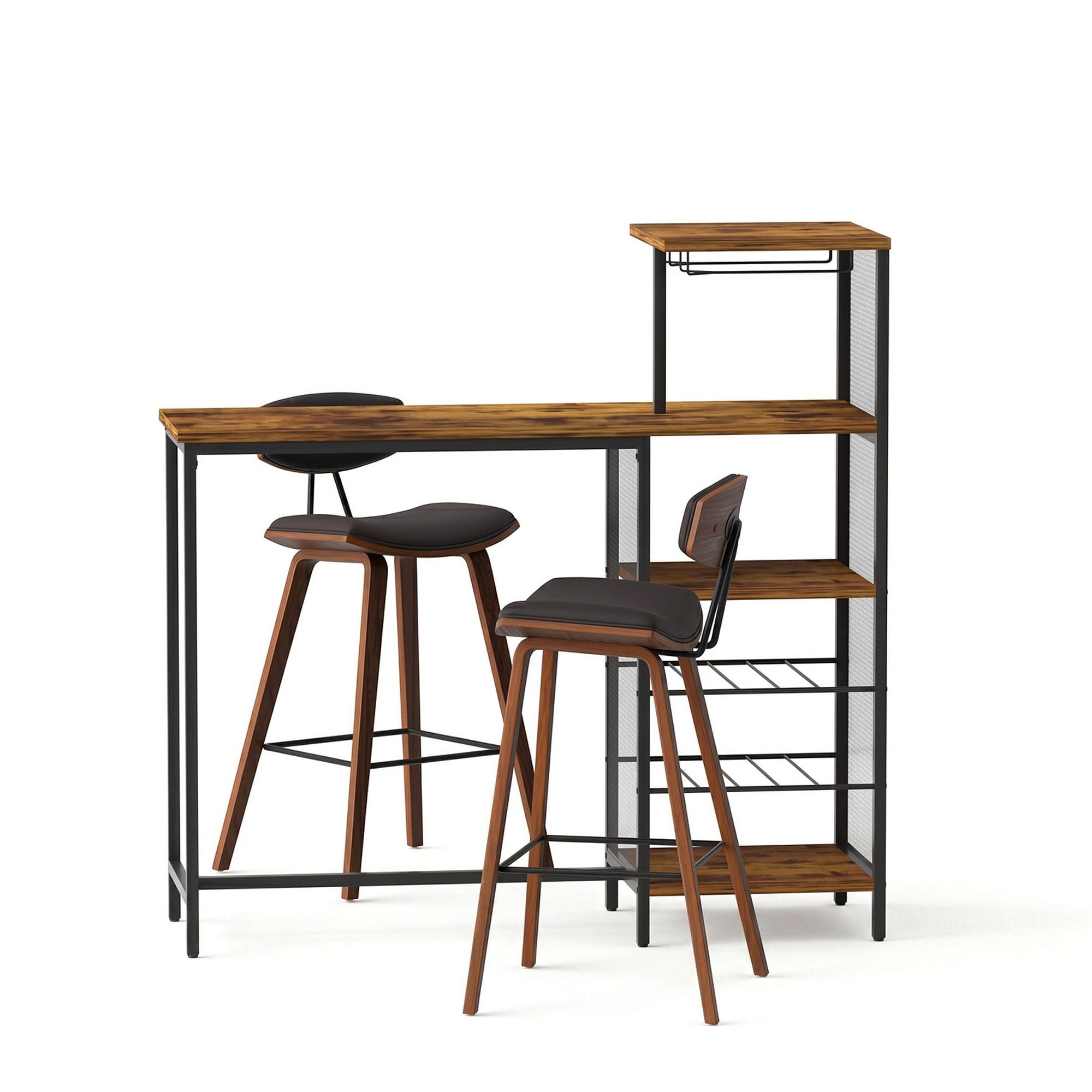Artiss 3Pcs Bar Table and Stools Set Dining Table Solid Wood Kitchen Chairs Cafe Pub