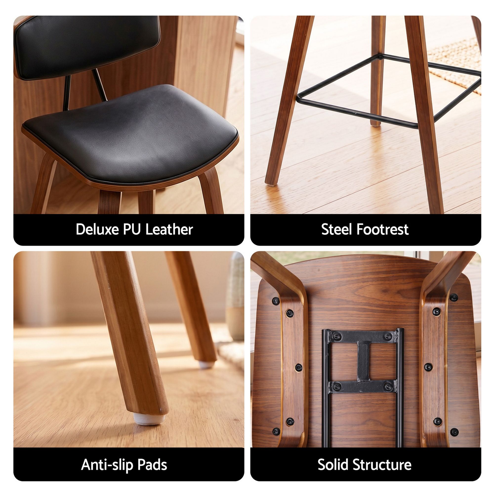 Artiss 3Pcs Bar Table and Stools Set Dining Table Solid Wood Kitchen Chairs Cafe Pub