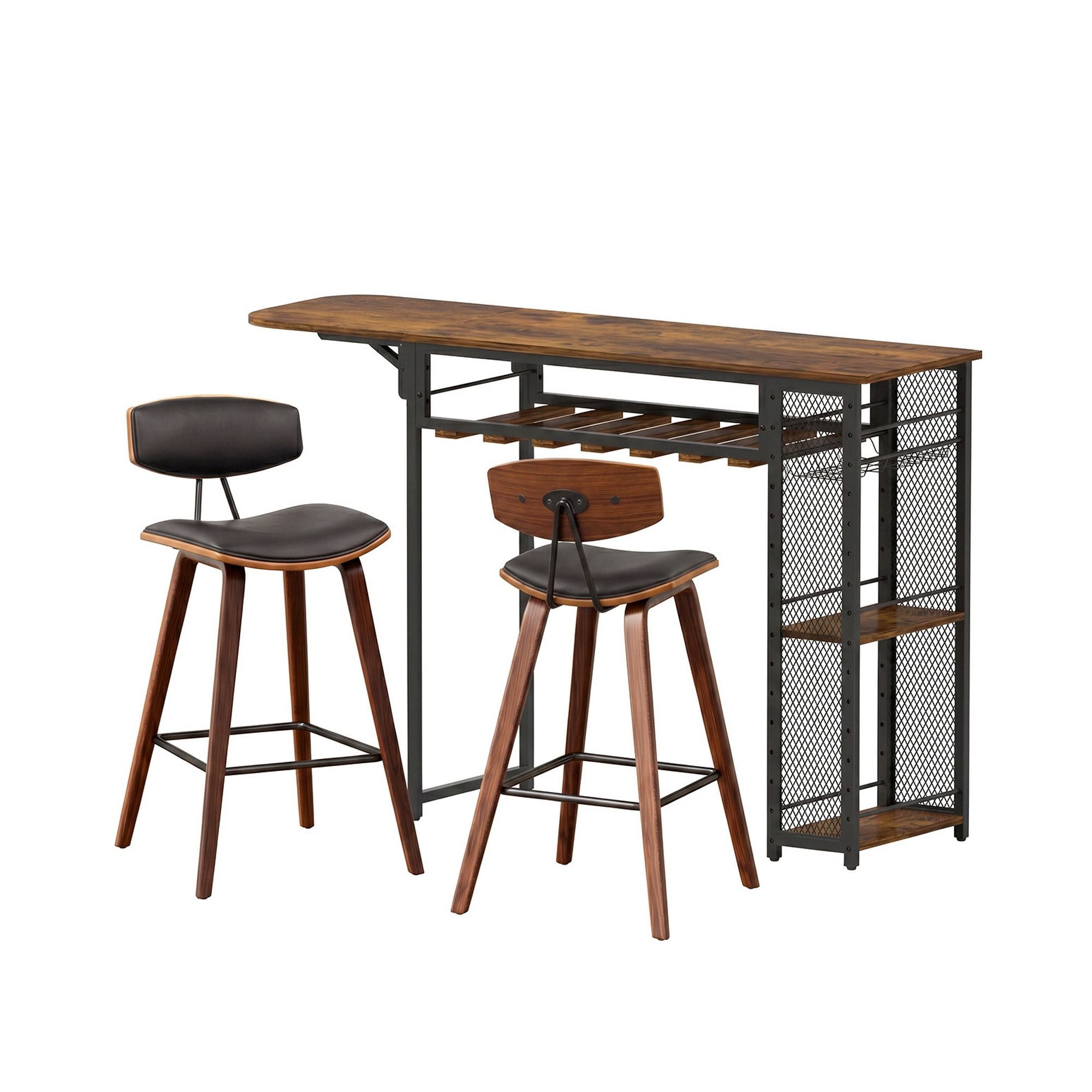 Artiss 3PCS Bar Table and Stools Set Dining Table Solid Wood Kitchen Chairs Cafe Pub