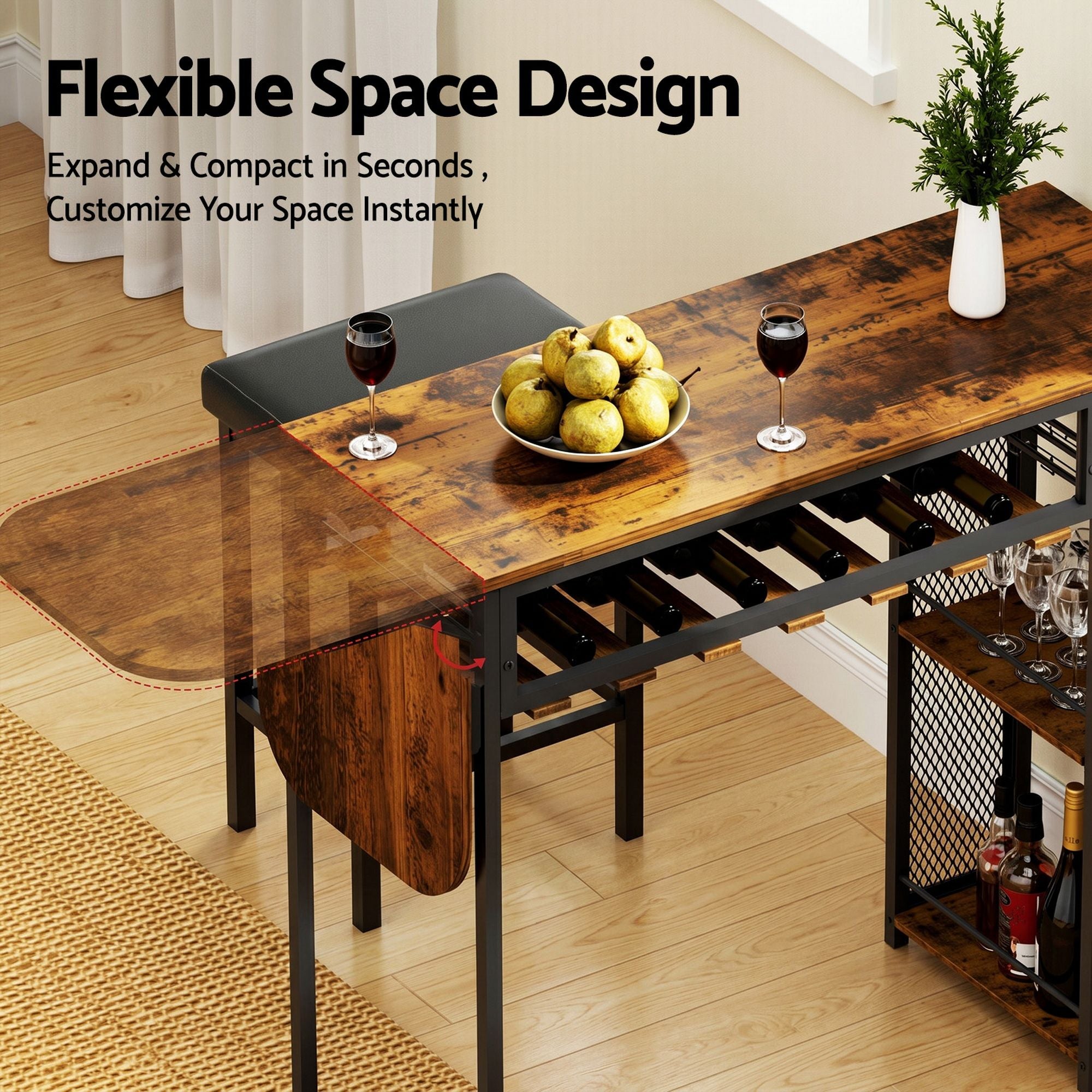 Artiss 3PCS Bar Table and Stools Set Dining Table Solid Wood Kitchen Chairs Cafe Pub