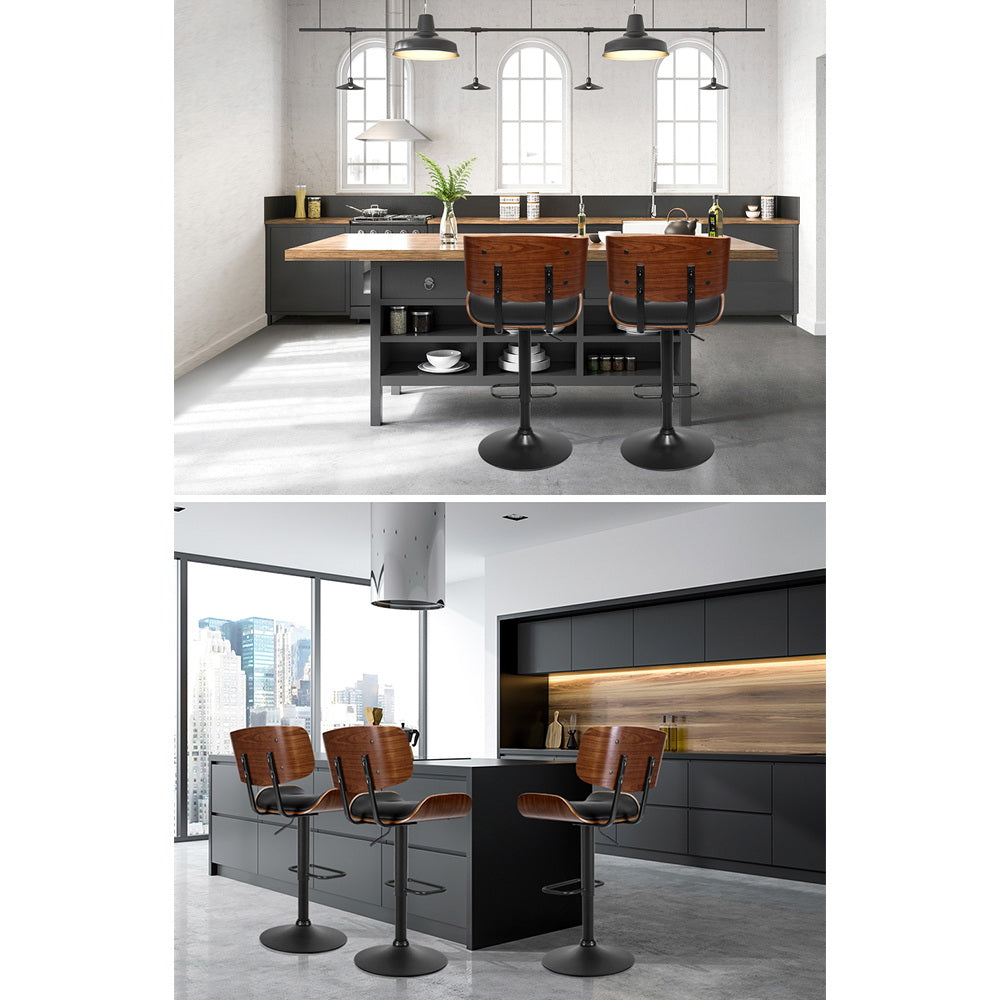Artiss Bar Stools Gas Lift Leather All Black