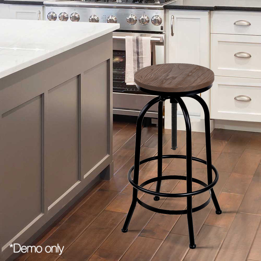Artiss Bar Stools Adjustable Wood Chairs