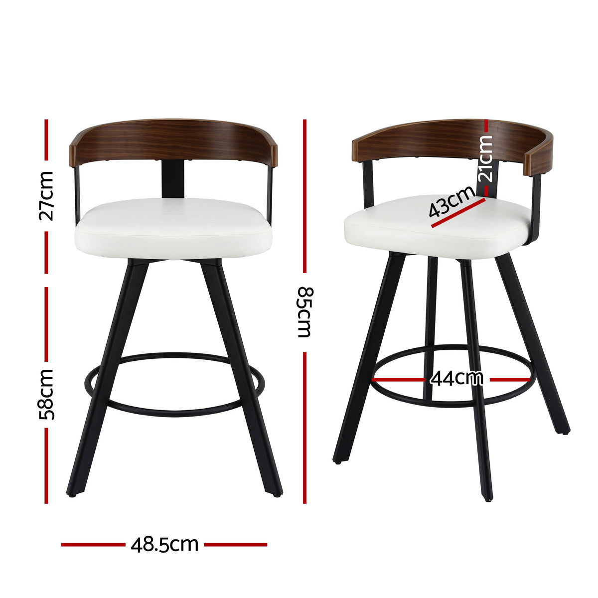 Artiss Bar Stool Swivel Metal Legs Kitchen Chair Bentwood, White