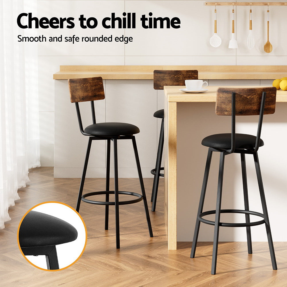Artiss 4X Industrial Bar Stools Upholstered Counter Chairs