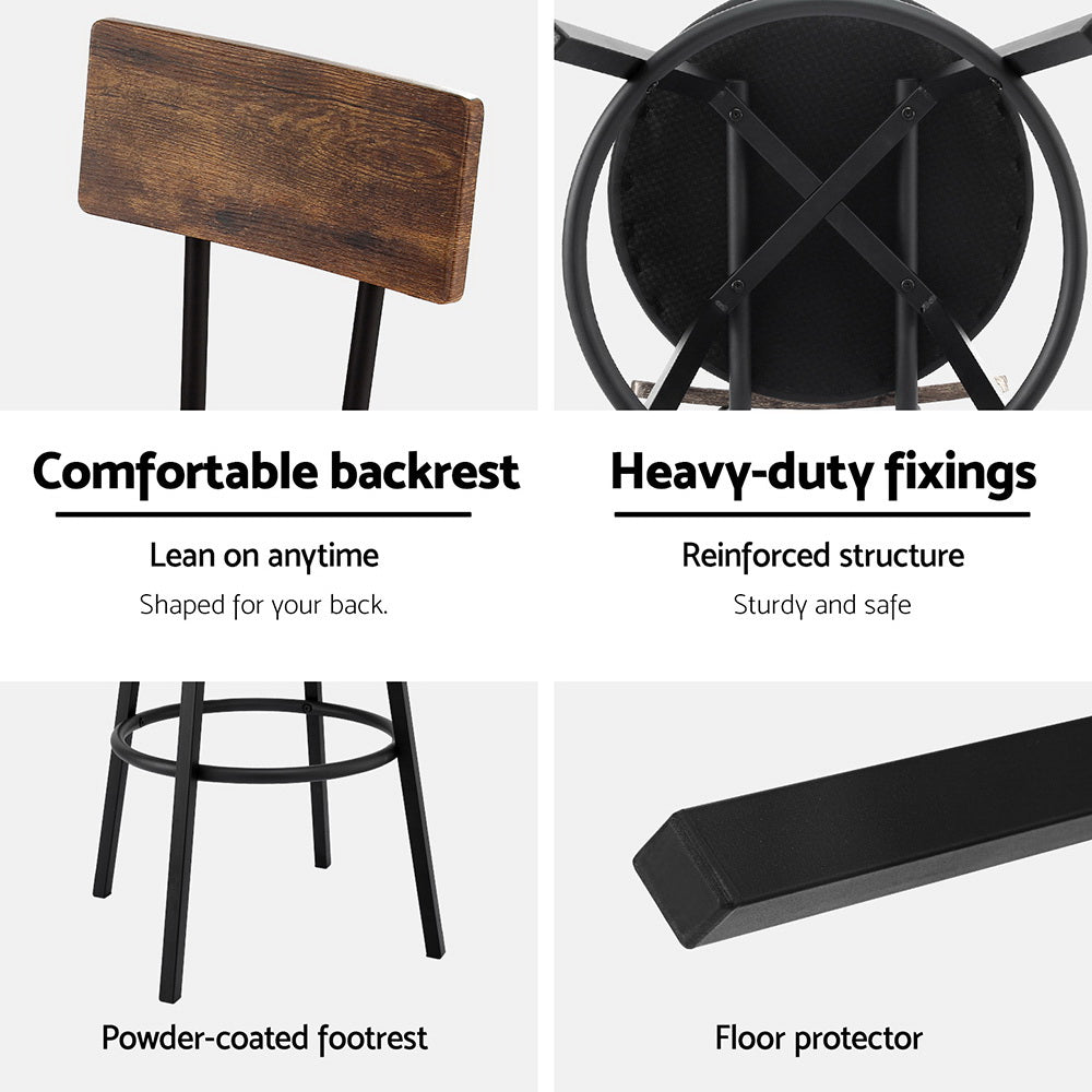 Artiss 4X Industrial Bar Stools Upholstered Counter Chairs