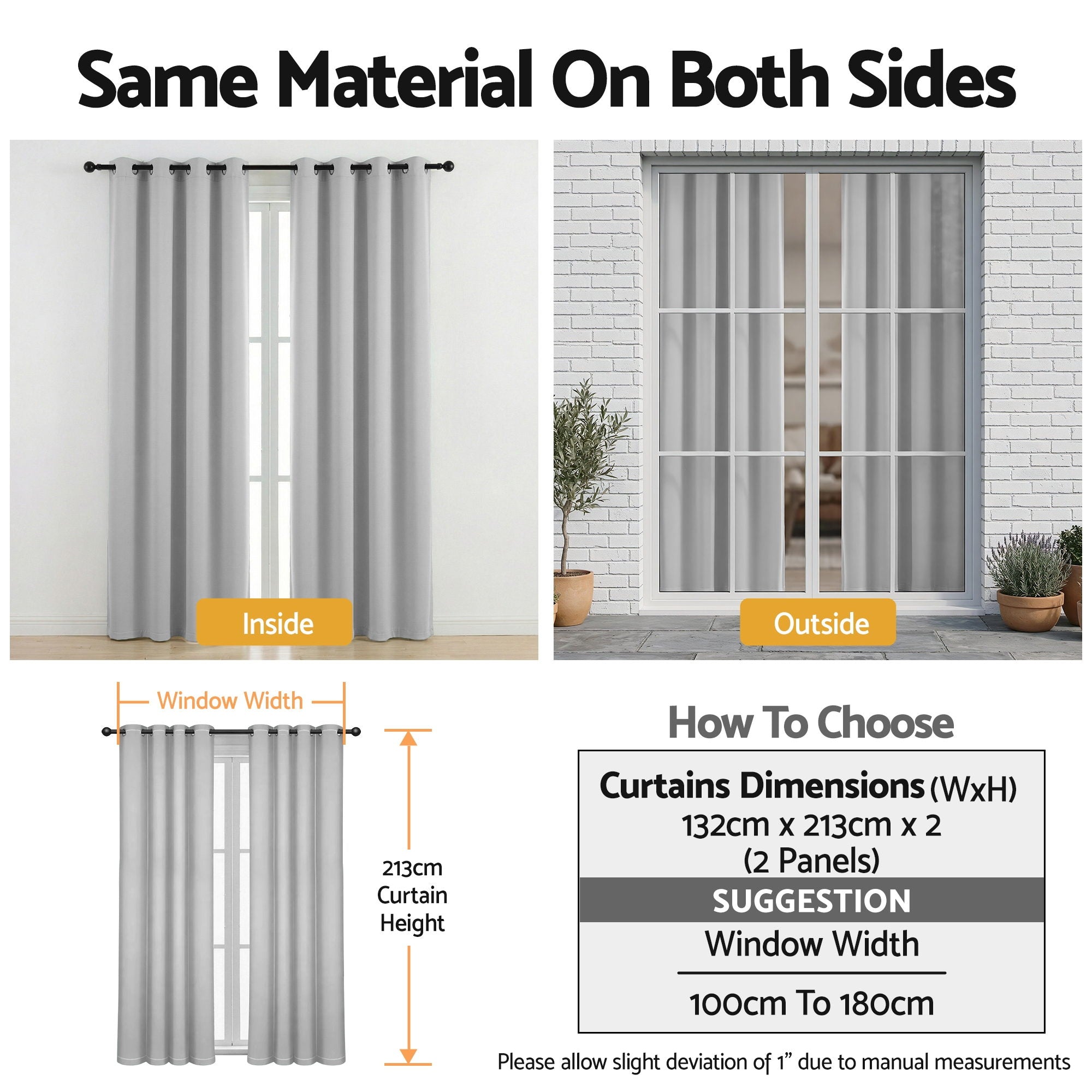 Artiss Blockout Curtains 2X 132x213cm Thermal Insulated Eyelet Drapes Grey