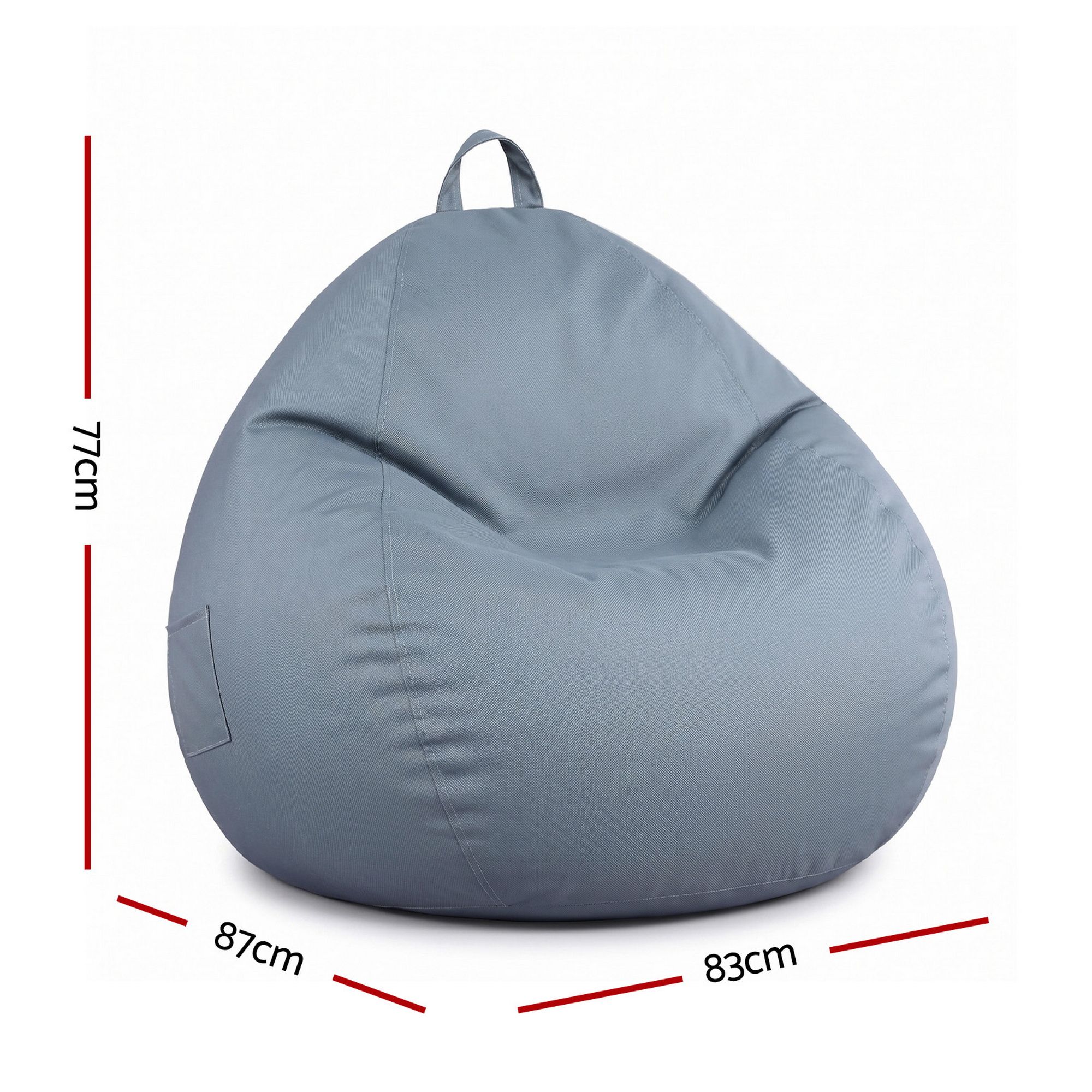 Artiss Outdoor Bean Bag Chair Cover (No Filler) Splash-Proof Beanbag Sofacover for Adults Teens Kids Stuffable Bean Bag Cover for Patio Poolside Relaxing, Grey