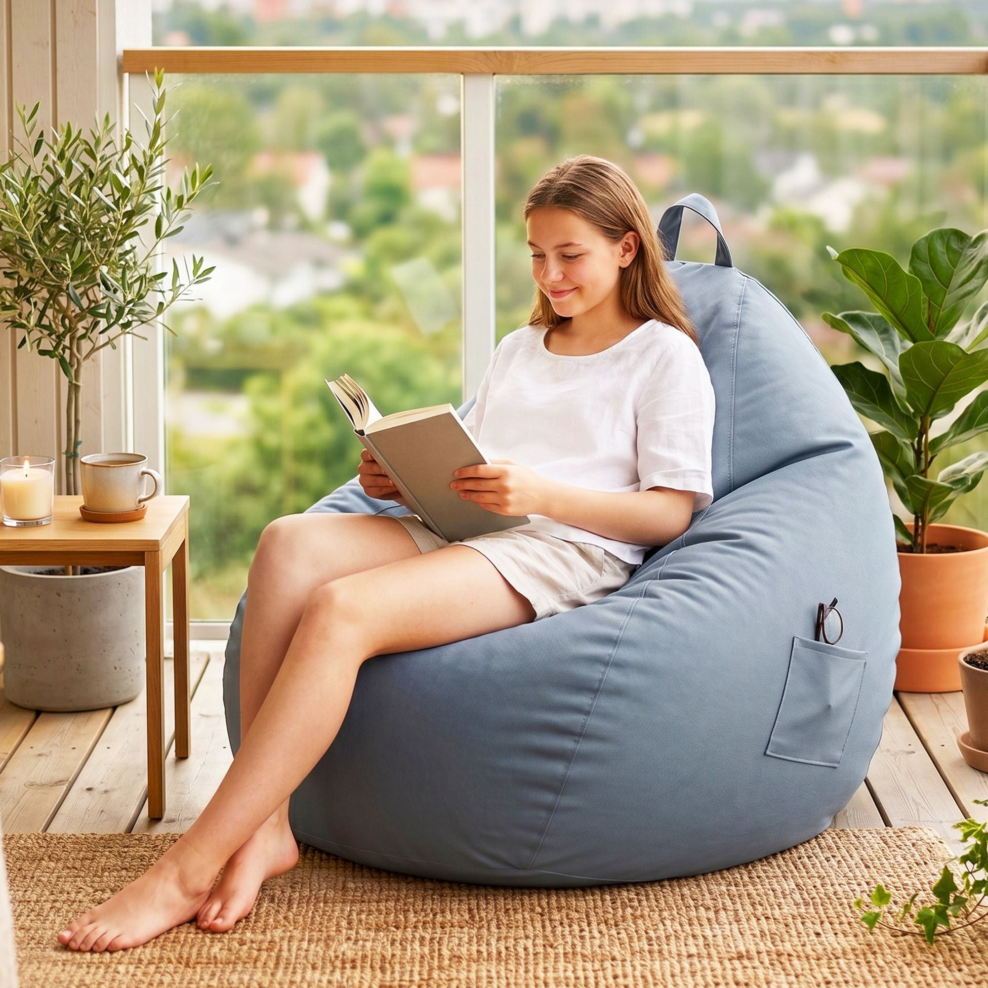 Artiss Outdoor Bean Bag Chair Cover (No Filler) Splash-Proof Beanbag Sofacover for Adults Teens Kids Stuffable Bean Bag Cover for Patio Poolside Relaxing, Grey