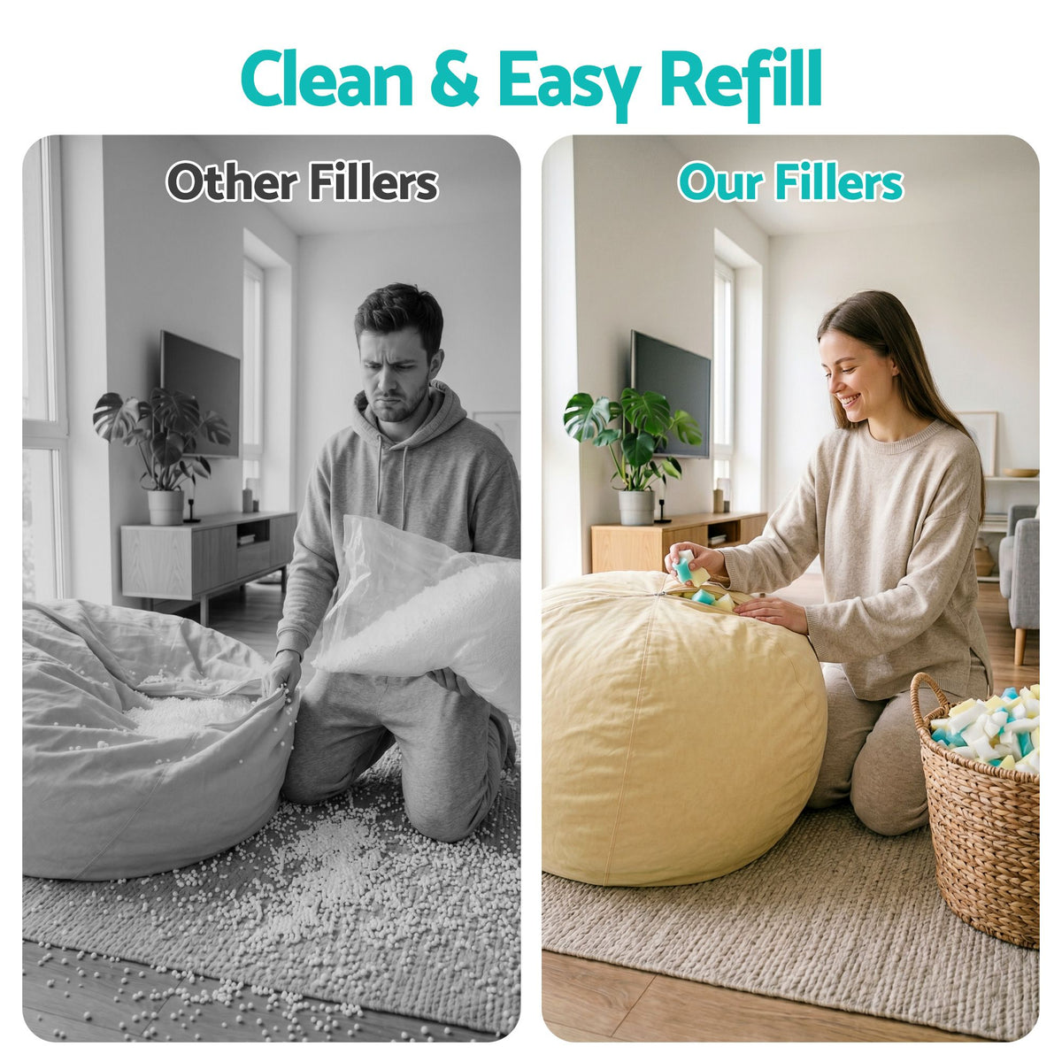 Artiss 25lbs (11KG) Bean Bag Filler Shredded Memory Foam