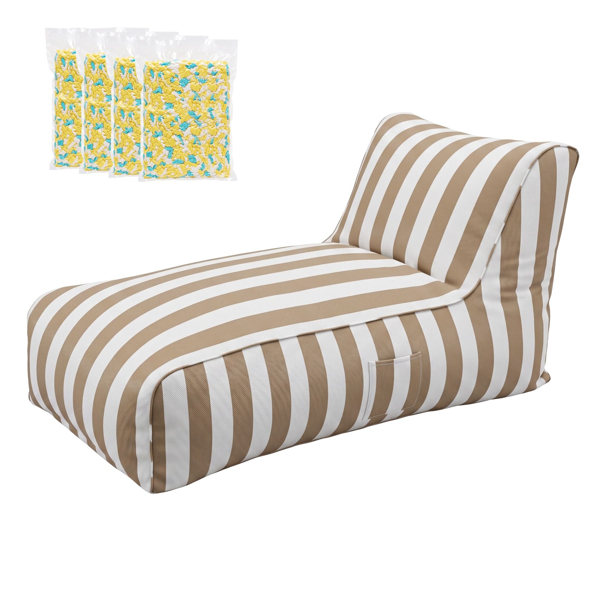 Artiss Outdoor Bean Bag Chair with Filler Splash-Proof Beanbag Lounge DIY Stuffed Animal Storage Bean Bag Washable for Patio Poolside Relaxing, Taupe