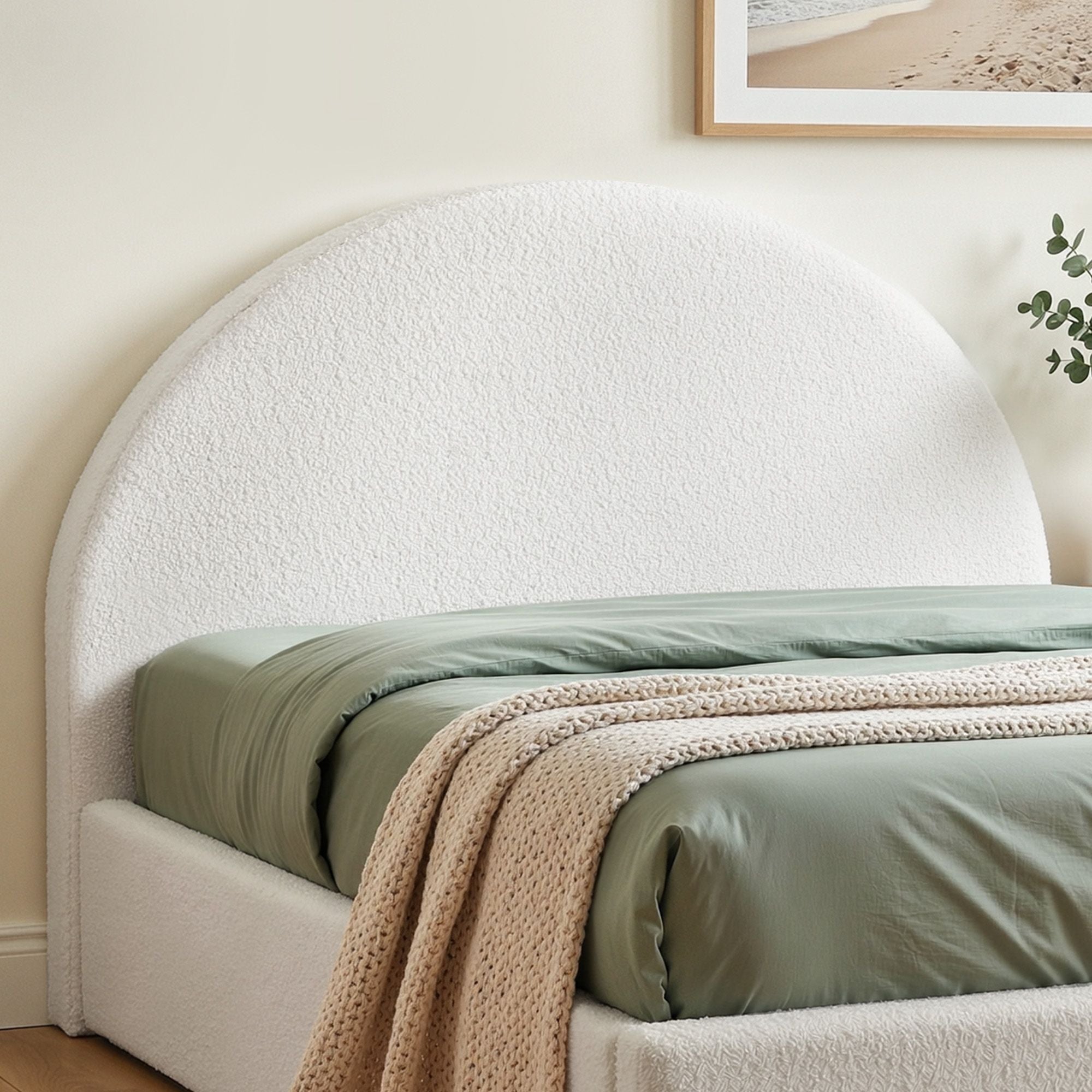 Artiss Queen Size Headboard for Bed Frame Boucle Fabric No-Assembly Vacuum Compressed Soft Backrest with Removable Washable Cover 171cm Wide